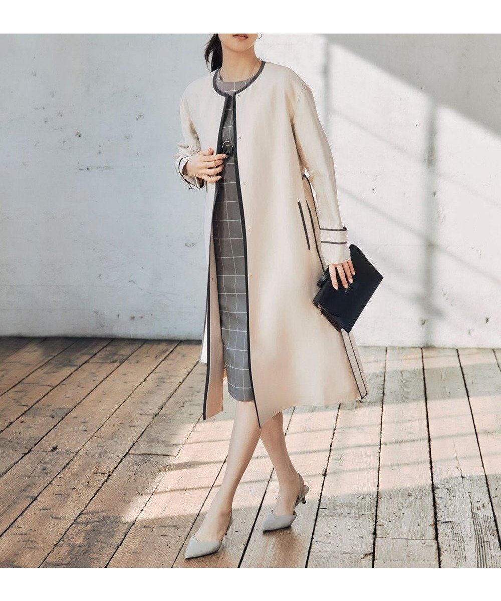 【自由区/JIYU-KU】のバイカラーパイピング コート 人気、トレンドファッション・服の通販 founy(ファニー) 　ファッション　Fashion　レディースファッション　Fashion for Women　アウター　Coat / Outerwear Collection　コート・ロングコート・ピーコート　Long Coats, Peacoats & More　レディースジャケット・軽アウター　Jackets　おすすめ　Recommended / Our Picks　シンプル　Simple, Minimal　ジャケット　Jacket, Outerwear　パイピング　Piping, Trim Design　リネン　Linen, Linen Fabric　エレガント 上品　Elegant　夏　Summer　春　Spring　S/S・春夏　SS, Spring/Summer, Warm Season　 other-1|ID: prp329100004837823 ipo3291000000035249016