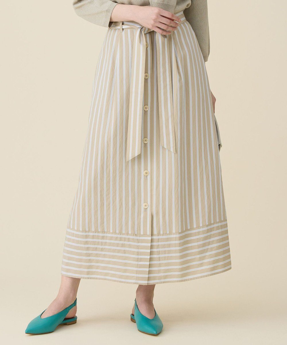 【自由区/JIYU-KU】のビスコースナイロンドビーストライプ スカート 人気、トレンドファッション・服の通販 founy(ファニー) 　ファッション　Fashion　レディースファッション　Fashion for Women　スカート　Skirts　カットソー　Cut and Sewn Top　ストライプ　Stripe, Striped Pattern　スリット　Slit, Slit Detail　フロント　Front, Front Design　エレガント 上品　Elegant　別注　Limited Edition, Custom Order　夏　Summer　春　Spring　S/S・春夏　SS, Spring/Summer, Warm Season　 other-1|ID: prp329100004837825 ipo3291000000035249026