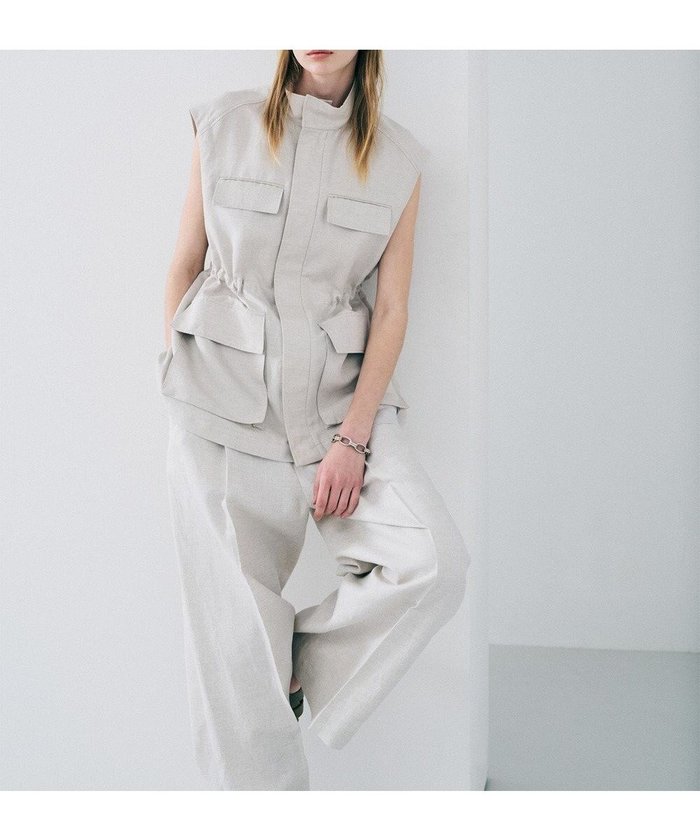 【アンクレイヴ/uncrave】のリヨセルライトリネン ミリタリージレ インテリア・キッズ・メンズ・レディースファッション・服の通販 founy(ファニー) https://founy.com/ ファッション Fashion レディースファッション Fashion for Women アウター Coat / Outerwear Collection トップス・カットソー Cut & Sew Tops ベスト&ジレ / 重ね着スタイル Vests & Gilets 春 Spring ギャザー Gathered, Ruffled セットアップ Set-Up, Coordinated Outfit ドローコード Drawcord, Drawstring Cord フォルム Silhouette, Form ベスト Vest, Waistcoat ポケット Pocket, Pocket Detail リネン Linen, Linen Fabric S/S・春夏 SS, Spring/Summer, Warm Season おすすめ Recommended / Our Picks 夏 Summer |ID: prp329100004837847 ipo3291000000035775462