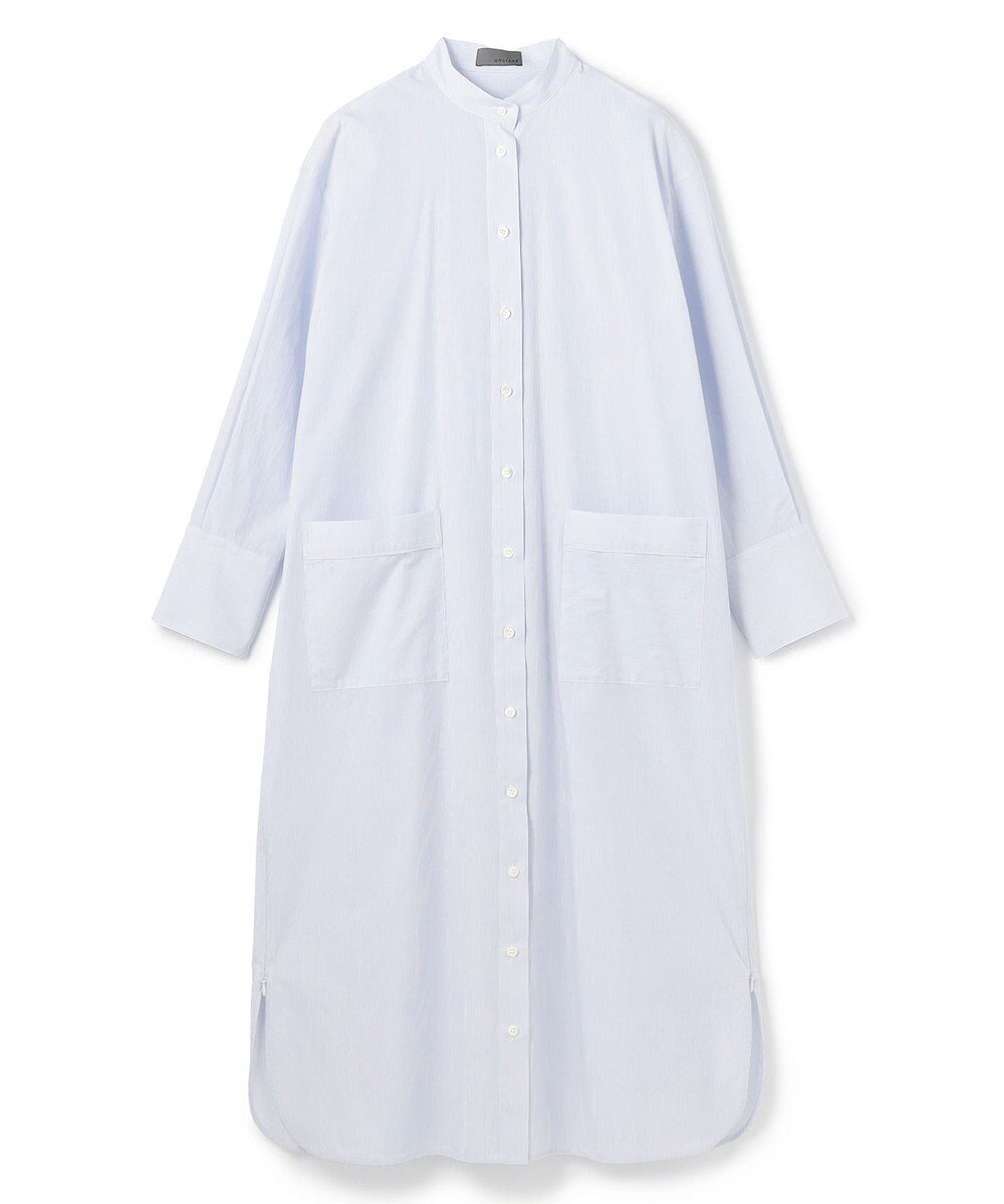 【アンクレイヴ/uncrave】のコットンクロスストライプ シャツワンピース インテリア・キッズ・メンズ・レディースファッション・服の通販 founy(ファニー) 　ファッション　Fashion　レディースファッション　Fashion for Women　ワンピース　Dresses　シャツワンピース / 1枚で着映えコーデ　Shirt Dresses　おすすめ　Recommended / Our Picks　ストライプ　Stripe, Striped Pattern　ストレート　Straight, Straight Cut　スリット　Slit, Slit Detail　ロング　Long, Long-Length　夏　Summer　春　Spring　S/S・春夏　SS, Spring/Summer, Warm Season　無地　Plain, Solid Color　サックスストライプ|ID: prp329100004837852 ipo3291000000035775530