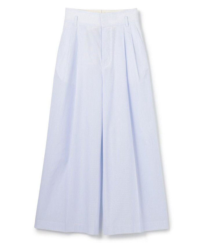 【アンクレイヴ/uncrave】のコットンクロスストライプ ワイドトラウザー インテリア・キッズ・メンズ・レディースファッション・服の通販 founy(ファニー) https://founy.com/ ファッション Fashion レディースファッション Fashion for Women パンツ Pants & Trousers 春 Spring ストライプ Stripe, Striped Pattern フロント Front, Front Design ベーシック Basic, Essential 無地 Plain, Solid Color ワイド Wide, Wide Fit S/S・春夏 SS, Spring/Summer, Warm Season 夏 Summer |ID: prp329100004837853 ipo3291000000035775537