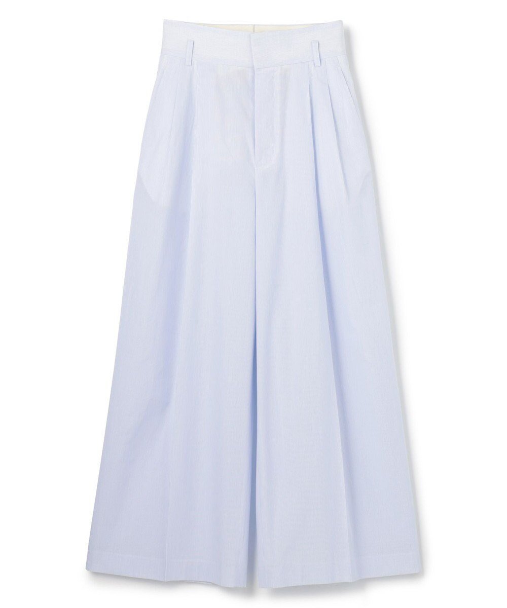 【アンクレイヴ/uncrave】のコットンクロスストライプ ワイドトラウザー インテリア・キッズ・メンズ・レディースファッション・服の通販 founy(ファニー) 　ファッション　Fashion　レディースファッション　Fashion for Women　パンツ　Pants & Trousers　春　Spring　ストライプ　Stripe, Striped Pattern　フロント　Front, Front Design　ベーシック　Basic, Essential　無地　Plain, Solid Color　ワイド　Wide, Wide Fit　S/S・春夏　SS, Spring/Summer, Warm Season　夏　Summer　サックスストライプ|ID: prp329100004837853 ipo3291000000035775539