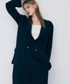 【アンクレイヴ/uncrave】のバックサテンジョーゼット ノーカラージャケット ネイビー|ID: prp329100004837882 ipo3291000000035704233