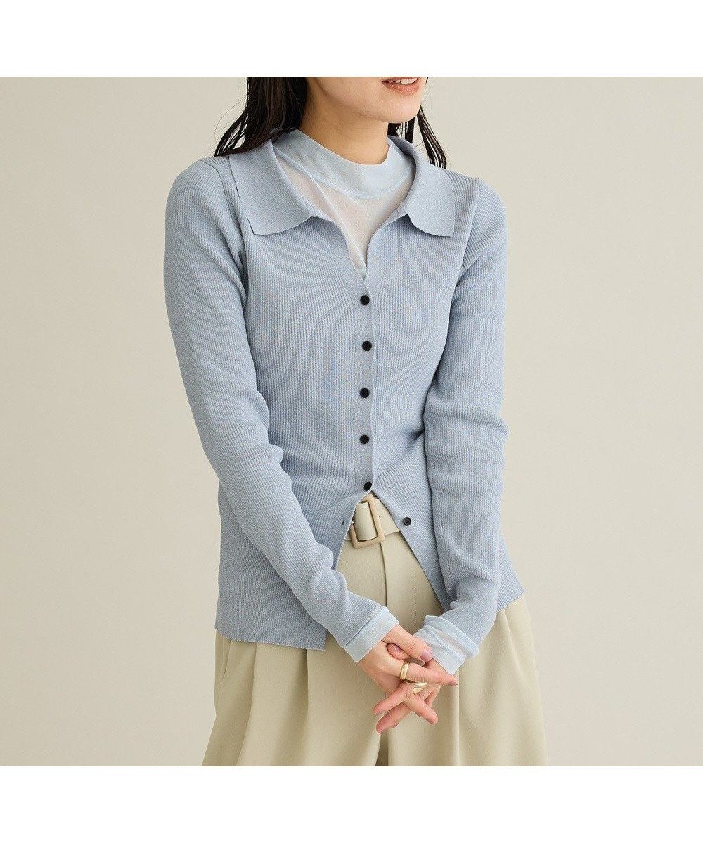 【クラフトスタンダードブティック/CRAFT STANDARD BOUTIQUE】の襟付きコンパクトリブニットカーディガン インテリア・キッズ・メンズ・レディースファッション・服の通販 founy(ファニー) 　ファッション　Fashion　レディースファッション　Fashion for Women　トップス・カットソー　Cut & Sew Tops　ニット　Knit Tops & Sweaters　カーディガン・羽織り　Layered Style Cardigans　春　Spring　カーディガン　Cardigan, Knitwear　コンパクト　Compact, Small Size　定番　Standard, Basic Item　バランス　Balance, Style Balance　ポケット　Pocket, Pocket Detail　S/S・春夏　SS, Spring/Summer, Warm Season　おすすめ　Recommended / Our Picks　夏　Summer　エレガント 上品　Elegant　Sax|ID: prp329100004838802 ipo3291000000035260688