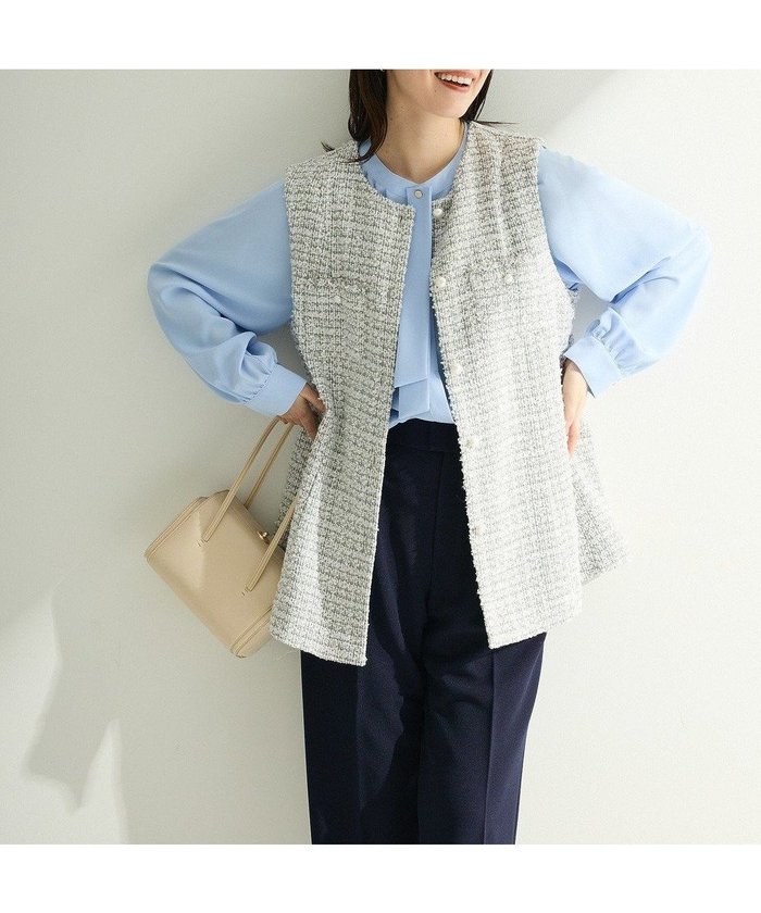 【グリーンパークス/Green Parks】のO.ツィードペプラムベスト インテリア・キッズ・メンズ・レディースファッション・服の通販 founy(ファニー) https://founy.com/ ファッション Fashion レディースファッション Fashion for Women アウター Coat / Outerwear Collection トップス・カットソー Cut & Sew Tops ベスト&ジレ / 重ね着スタイル Vests & Gilets おすすめ Recommended / Our Picks クラシカル Classical, Vintage-Inspired シェイプ Shape, Slim Fit セレモニー Ceremony ツイード Twill, Twill Weave デニム Denim, Jeans Material パール Pearl, Pearl Accent フロント Front, Front Design ベスト Vest, Waistcoat ポケット Pocket, Pocket Detail 夏 Summer 春 Spring S/S・春夏 SS, Spring/Summer, Warm Season |ID: prp329100004838805 ipo3291000000035260696