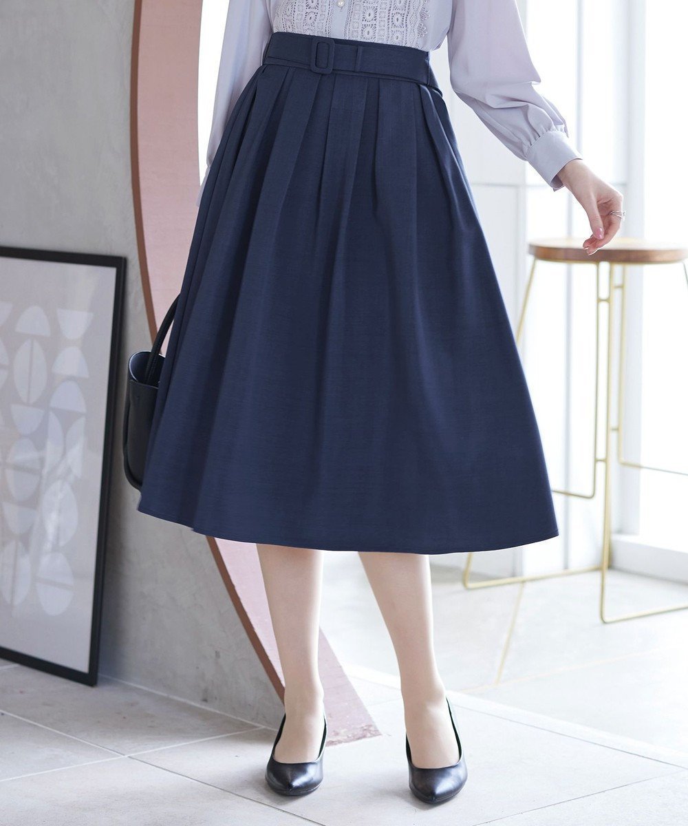 【ティアクラッセ/Tiaclasse】のベルト付きフレアスカート インテリア・キッズ・メンズ・レディースファッション・服の通販 founy(ファニー) 　ファッション　Fashion　レディースファッション　Fashion for Women　スカート　Skirts　Aライン・フレアスカート　A-Line & Flared Skirts　ベルト&ウエストマーク　Belts & Waist Accessories　アクセサリー　Fashion Accessories　ウォッシャブル　Machine Washable　春　Spring　洗える　Machine Washable　秋　Autumn　カットソー　Cut and Sewn Top　カーディガン　Cardigan, Knitwear　シンプル　Simple, Minimal　チュニック　Tunic, Long Top　フレア　Flare, Flared　ポケット　Pocket, Pocket Detail　メランジ　Melange, Mixed Yarn　無地　Plain, Solid Color　A/W・秋冬　Autumn/Winter　再入荷　Restock / Back in Stock　夏　Summer　エレガント 上品　Elegant　セレモニー　Ceremony　入学式　Entrance Ceremony　新作・新入荷　New Arrivals / New In　ビジネス 仕事 通勤　Business / Work / Commuting　ダークブルー|ID: prp329100004838843 ipo3291000000035260837