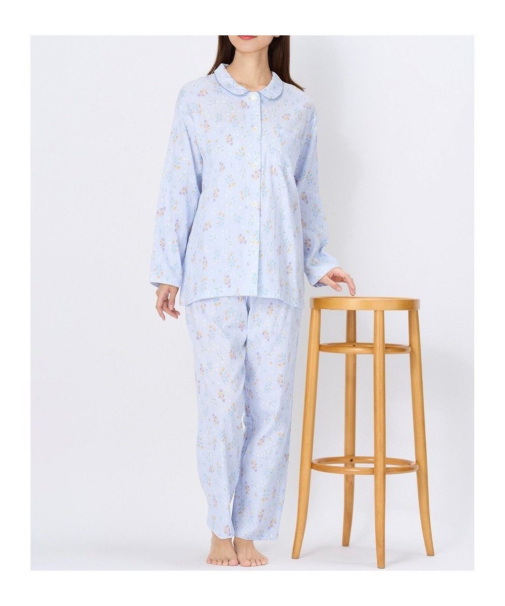 【ウィング/Wing】のパジャマ 綿100%(本体) 二重ガーゼ 長袖 長ズボン レディース EP7047 ウイング/ワコール インテリア・キッズ・メンズ・レディースファッション・服の通販 founy(ファニー) ファッション Fashion レディースファッション Fashion for Women トップス・カットソー Cut & Sew Tops センター Center, Center Line 長袖 Long Sleeve, Full Sleeve パジャマ Pajamas, Sleepwear プリント Print, Printed Pattern ボトム Bottoms, Lower Wear サックス|ID: prp329100004838873 ipo3291000000035260940