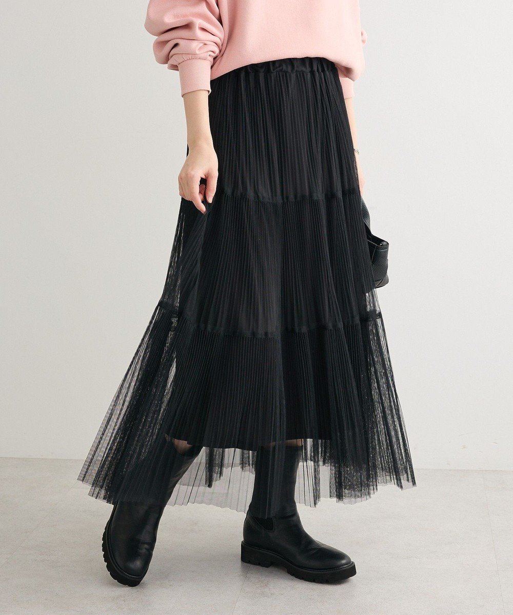 【グリーンパークス/Green Parks】のチュールプリーツティアードスカート インテリア・キッズ・メンズ・レディースファッション・服の通販 founy(ファニー) 　ファッション　Fashion　レディースファッション　Fashion for Women　スカート　Skirts　プリーツスカート / 上品フェミニンスタイル　Pleated Skirts　ティアードスカート　Tiered Skirts　おすすめ　Recommended / Our Picks　ギャザー　Gathered, Ruffled　シアー　Sheer, See-Through　シンプル　Simple, Minimal　セレモニー　Ceremony　チュール　Tulip, Tulip Motif　プリーツ　Pleats, Pleated　ポケット　Pocket, Pocket Detail　A/W・秋冬　Autumn/Winter　Black|ID: prp329100004838926 ipo3291000000035261080