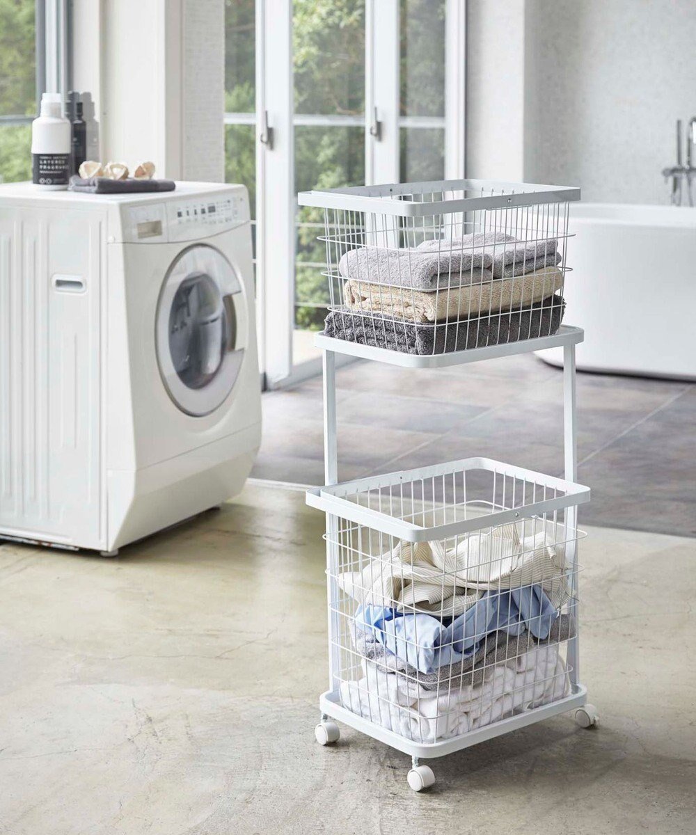 【タワー/tower】のランドリーワゴン+バスケット タワー ホワイト インテリア・キッズ・メンズ・レディースファッション・服の通販 founy(ファニー) 　ファッション　Fashion　レディースファッション　Fashion for Women　シンプル　Simple, Minimal　スタイリッシュ　Stylish, Fashionable　バスケット　Basket, Basket Bag　ホワイト|ID: prp329100004839321 ipo3291000000036199154