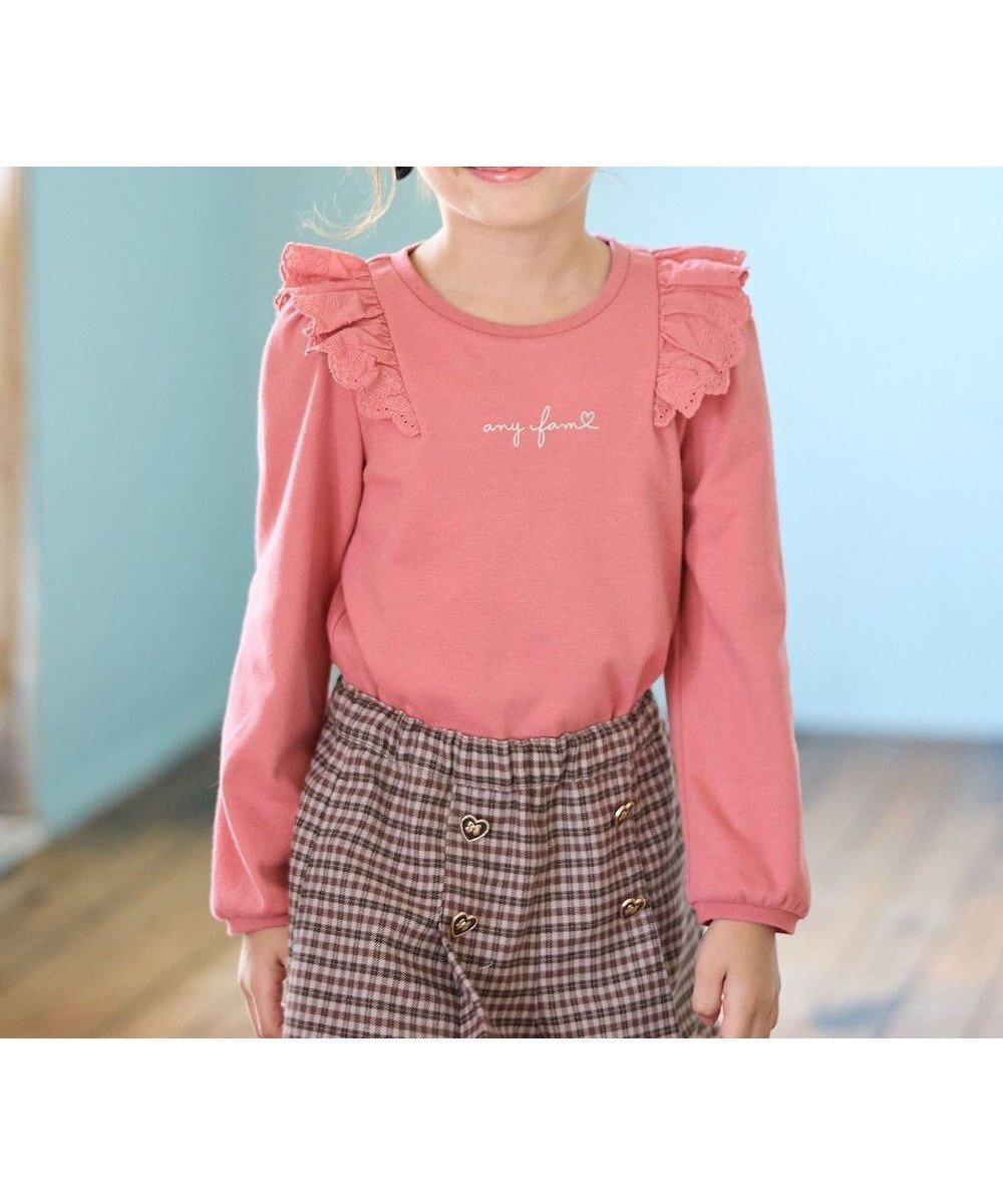 【エニィ/ANY / KIDS】の肩レース長袖Tシャツ インテリア・キッズ・メンズ・レディースファッション・服の通販 founy(ファニー) ファッション Fashion キッズファッション Fashion for Kids トップス・カットソー Cut & Sew Tops カットソー Cut and Sewn Top ガーリー Girly, Feminine Style シンプル Simple, Minimal ポケット Pocket, Pocket Detail リボン Ribbon, Bow レース Lace, Lace Fabric 秋 Autumn A/W・秋冬 Autumn/Winter 長袖 Long Sleeve, Full Sleeve ピンク|ID: prp329100004839346 ipo3291000000036084266