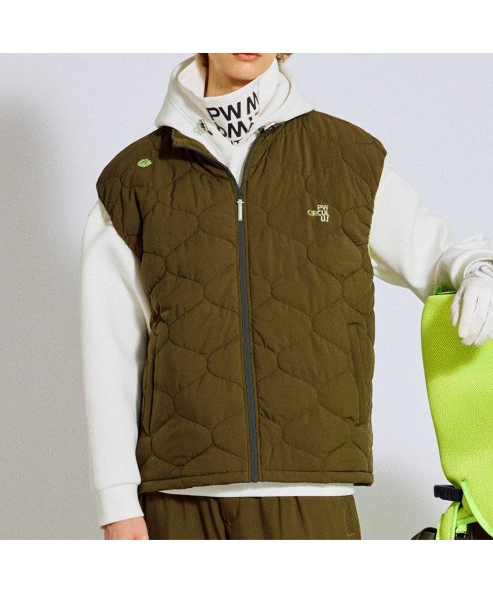【ピーダブリュサーキュラス/PW CIRCULUS / MEN】の【撥水加工 / ストレッチ】【MEN】キルティング中綿ベスト ゴルフ インテリア・キッズ・メンズ・レディースファッション・服の通販 founy(ファニー) 　ファッション　Fashion　メンズファッション　Fashion for Men　アウター　Men's Coats Outerwear　キルティング　Quilted, Quilting　ジャケット　Jacket, Outerwear　スタンド　Stand Collar, Upright Stand　ストレッチ　Stretch, Stretchy Fabric　スマート　Smart, Elegant　タフタ　Taffeta, Structured Fabric　定番　Standard, Basic Item　人気　Popular, Best Seller　ベスト　Vest, Waistcoat　ワイド　Wide, Wide Fit　冬　Winter / This Winter　A/W・秋冬　Autumn/Winter　ゴルフ　Golf　2025年　2025　2025-2026秋冬・A/W　Autumn/Winter 2025–26 AW25–26　カーキ系|ID: prp329100004839415 ipo3291000000035760942