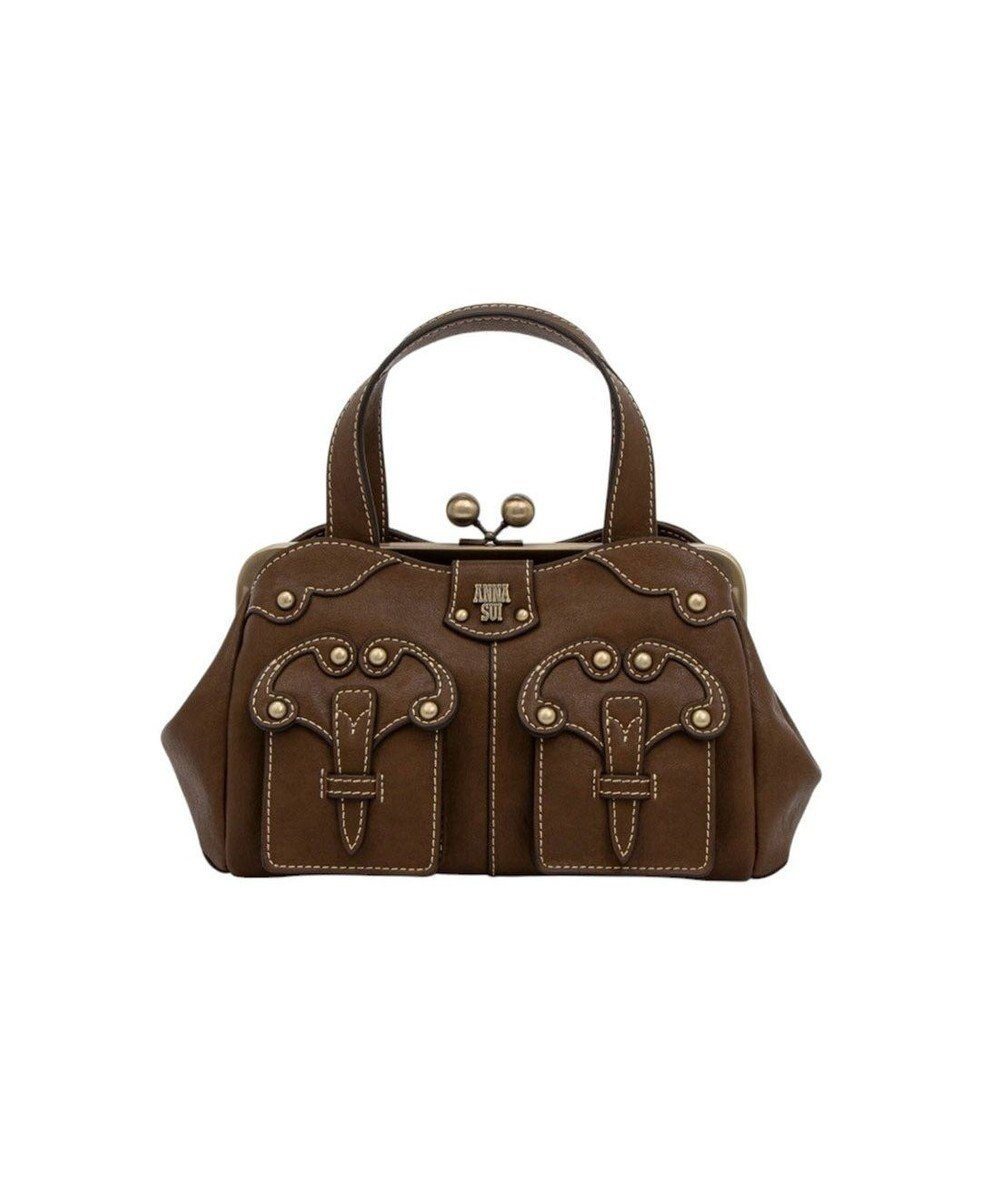 【アナスイ/ANNA SUI】のキャロル 2WAYハンドバッグ インテリア・キッズ・メンズ・レディースファッション・服の通販 founy(ファニー) 　ファッション　Fashion　レディースファッション　Fashion for Women　バッグ　Bags　アンティーク　Antique-Inspired　エレガント 上品　Elegant　クラシック　Classic, Timeless Style　コンパクト　Compact, Small Size　ジャケット　Jacket, Outerwear　スマート　Smart, Elegant　ダブル　Double, Double-Breasted　デニム　Denim, Jeans Material　フロント　Front, Front Design　ポケット　Pocket, Pocket Detail　ワーク　Workwear, Utility Style　ブラウン|ID: prp329100004839463 ipo3291000000035266779