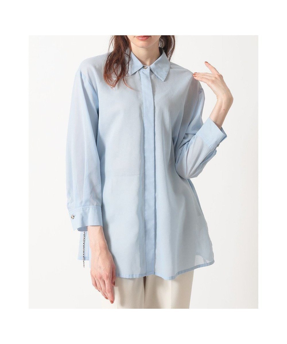 【ダックス/DAKS】のバックドローストリング コットンシャツ インテリア・キッズ・メンズ・レディースファッション・服の通販 founy(ファニー) 　ファッション　Fashion　レディースファッション　Fashion for Women　トップス・カットソー　Cut & Sew Tops　シャツ・ブラウス・オフィスカジュアル　Elegant Blouses & Button-Ups　エレガント 上品　Elegant　チェック　Check, Plaid, Tartan　ドローストリング　Drawstring, Pull Cord　フロント　Front, Front Design　ベーシック　Basic, Essential　夏　Summer　S/S・春夏　SS, Spring/Summer, Warm Season　A/W・秋冬　Autumn/Winter　ブルー|ID: prp329100004839522 ipo3291000000035723610