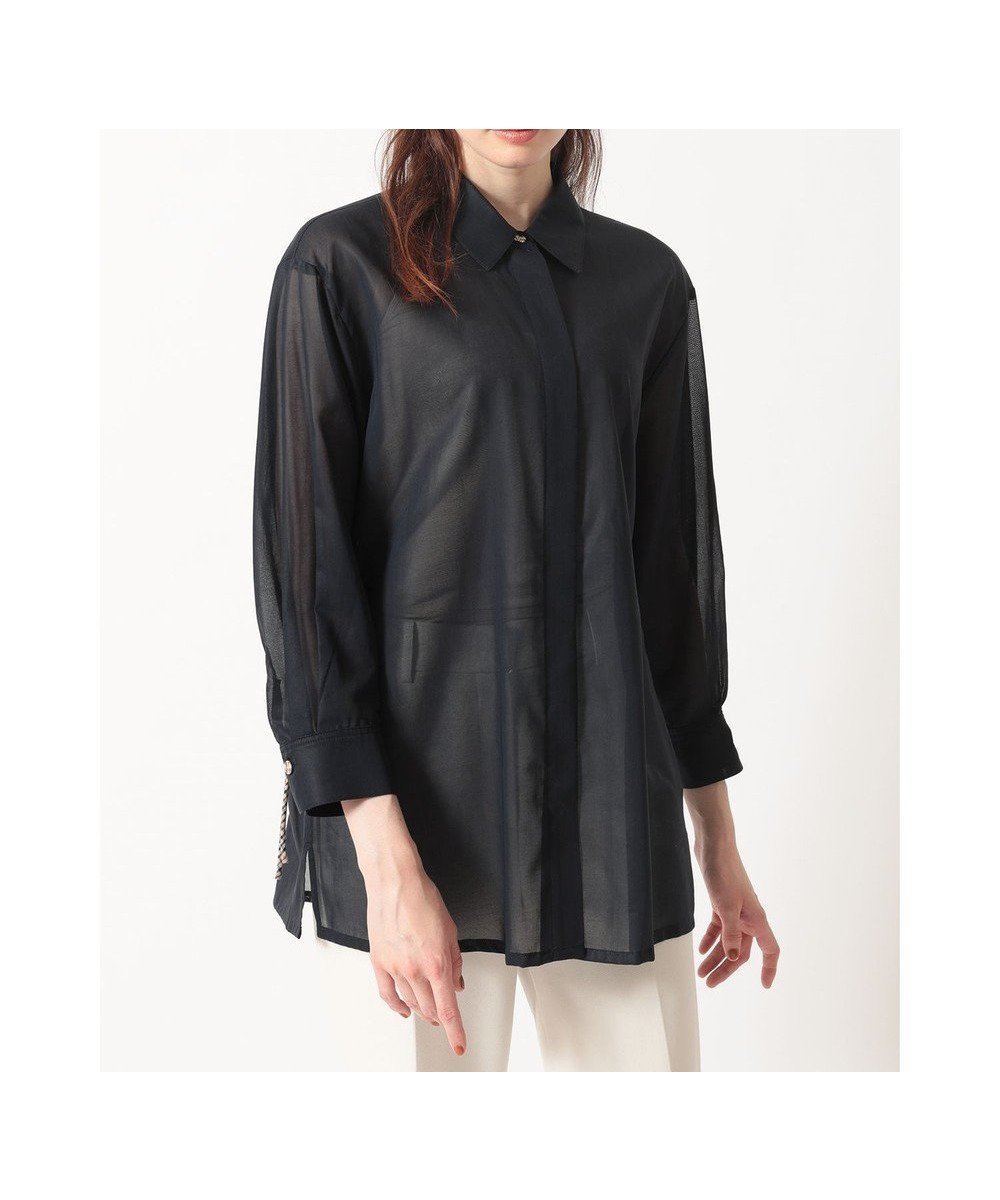 【ダックス/DAKS】のバックドローストリング コットンシャツ インテリア・キッズ・メンズ・レディースファッション・服の通販 founy(ファニー) 　ファッション　Fashion　レディースファッション　Fashion for Women　トップス・カットソー　Cut & Sew Tops　シャツ・ブラウス・オフィスカジュアル　Elegant Blouses & Button-Ups　エレガント 上品　Elegant　チェック　Check, Plaid, Tartan　ドローストリング　Drawstring, Pull Cord　フロント　Front, Front Design　ベーシック　Basic, Essential　夏　Summer　S/S・春夏　SS, Spring/Summer, Warm Season　A/W・秋冬　Autumn/Winter　ネイビー|ID: prp329100004839522 ipo3291000000035723613