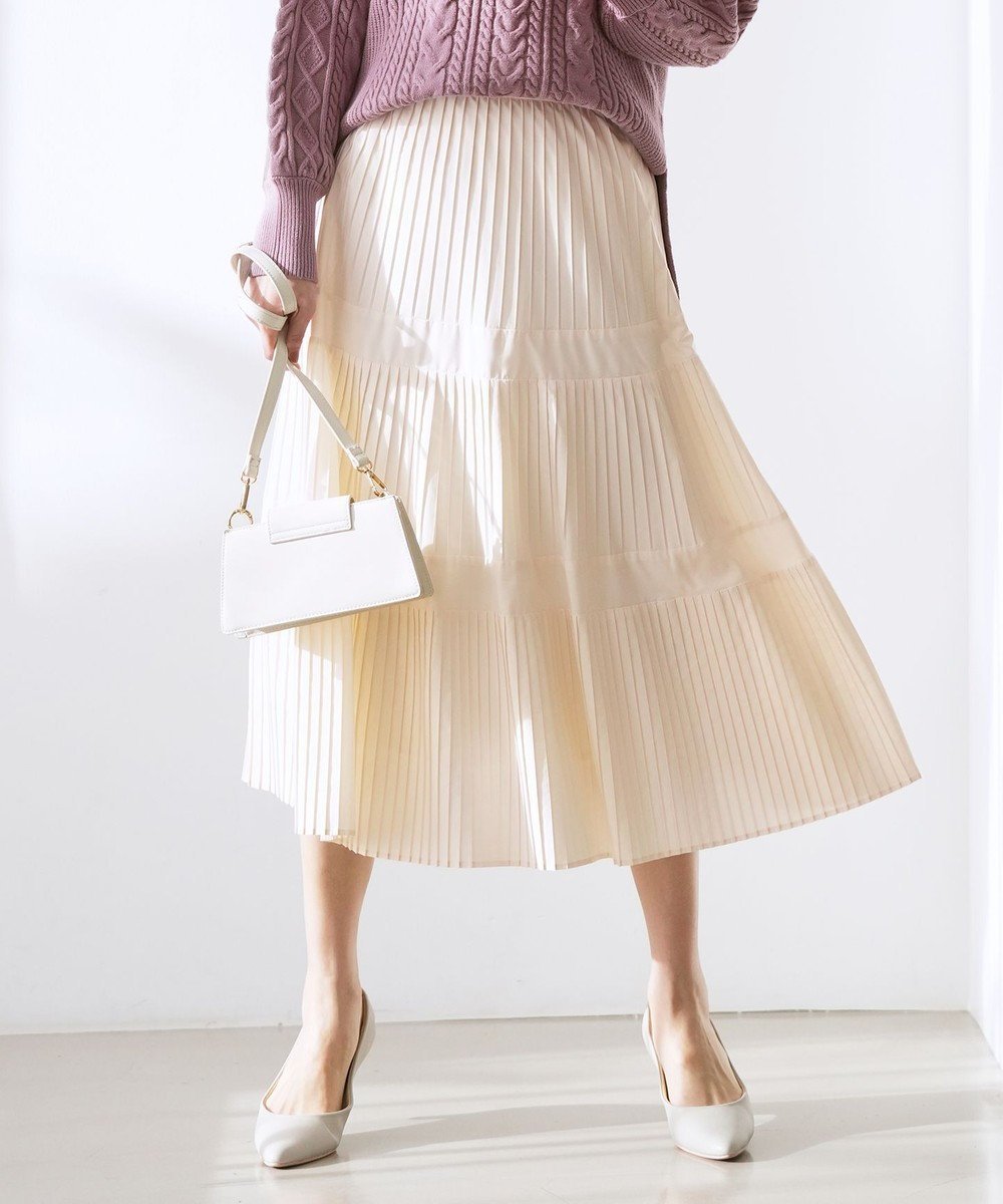 【エニィ スィス/any SiS】のプリーツ切替 スカート インテリア・キッズ・メンズ・レディースファッション・服の通販 founy(ファニー) 　ファッション　Fashion　レディースファッション　Fashion for Women　スカート　Skirts　プリーツスカート / 上品フェミニンスタイル　Pleated Skirts　ウォッシャブル　Machine Washable　春　Spring　カットソー　Cut and Sewn Top　ギャザー　Gathered, Ruffled　コンパクト　Compact, Small Size　切替　Switching, Contrast Panel　ジャケット　Jacket, Outerwear　タフタ　Taffeta, Structured Fabric　ドット　Polka Dot, Dot Pattern　フレア　Flare, Flared　フロント　Front, Front Design　プリーツ　Pleats, Pleated　S/S・春夏　SS, Spring/Summer, Warm Season　おすすめ　Recommended / Our Picks　夏　Summer　新作・新入荷　New Arrivals / New In　ビジネス 仕事 通勤　Business / Work / Commuting　アイボリー|ID: prp329100004839537 ipo3291000000035267342