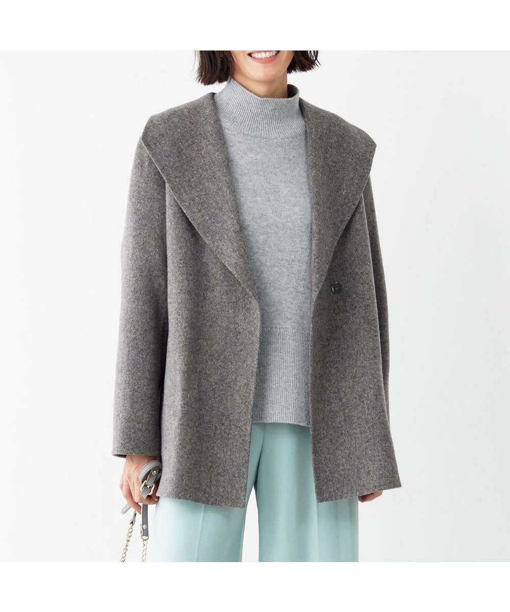 【自由区/JIYU-KU】のウールリバーショート コート インテリア・キッズ・メンズ・レディースファッション・服の通販 founy(ファニー) 　ファッション　Fashion　レディースファッション　Fashion for Women　アウター　Coat / Outerwear Collection　コート・ロングコート・ピーコート　Long Coats, Peacoats & More　レディースジャケット・軽アウター　Jackets　インナー　Innerwear　エレガント 上品　Elegant　ガウン　Gown, Robe　ショート　Short, Short Length　ジャケット　Jacket, Outerwear　ダウン　Down, Puffer　A/W・秋冬　Autumn/Winter　グレーヘリンボン|ID: prp329100004839583 ipo3291000000035377153