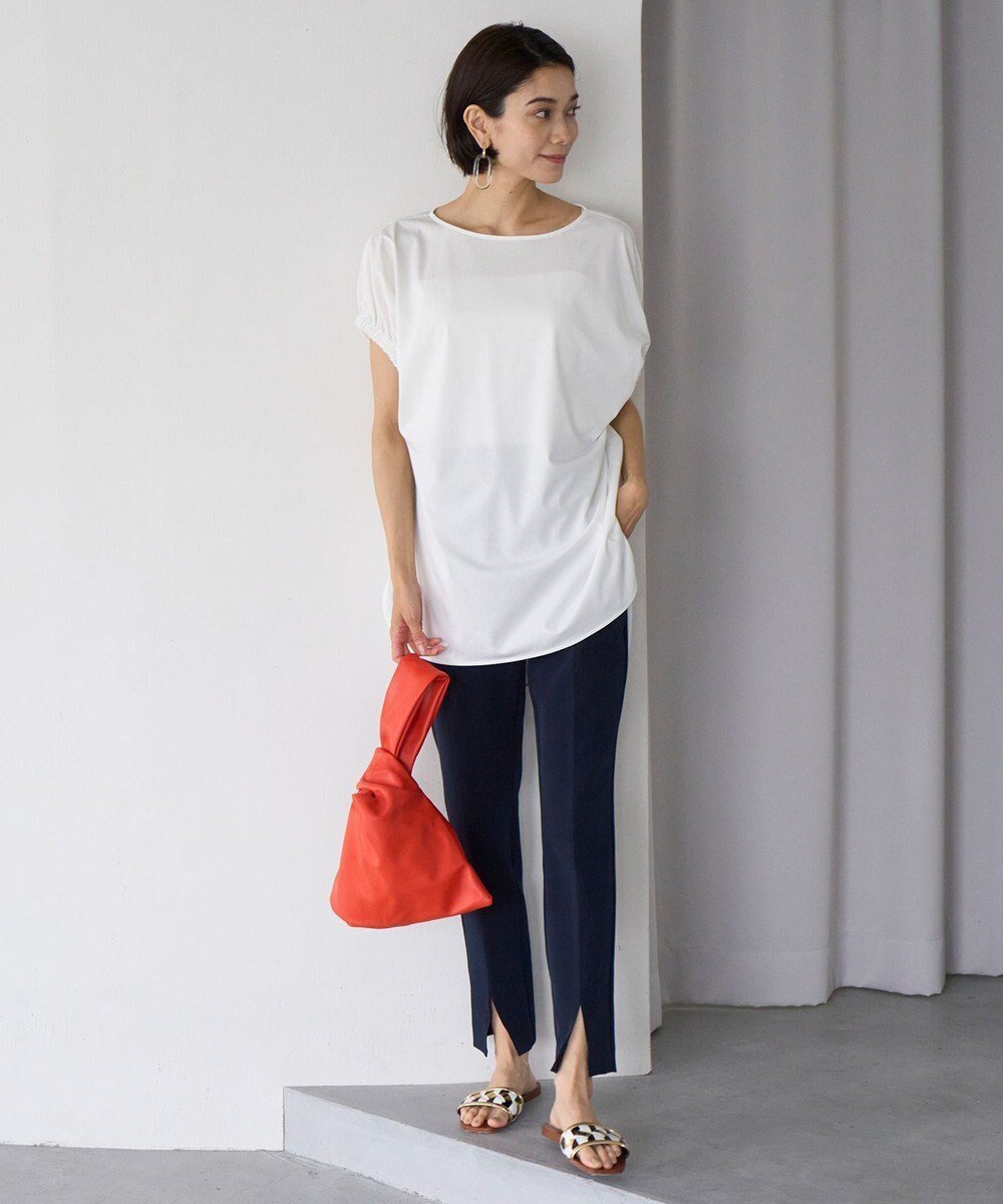 【アンフィーロ 自由区/UNFILO】のフロントスリットパンツ インテリア・キッズ・メンズ・レディースファッション・服の通販 founy(ファニー) 　ファッション　Fashion　レディースファッション　Fashion for Women　パンツ　Pants & Trousers　おすすめ　Recommended / Our Picks　ストレッチ　Stretch, Stretchy Fabric　スリット　Slit, Slit Detail　ダブル　Double, Double-Breasted　エレガント 上品　Elegant　夏　Summer　春　Spring　S/S・春夏　SS, Spring/Summer, Warm Season　ネイビー|ID: prp329100004839599 ipo3291000000035268006