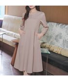 【ティアクラッセ/Tiaclasse】のハートネックくるみ釦ワンピース グレージュ|ID: prp329100004839631 ipo3291000000035704514