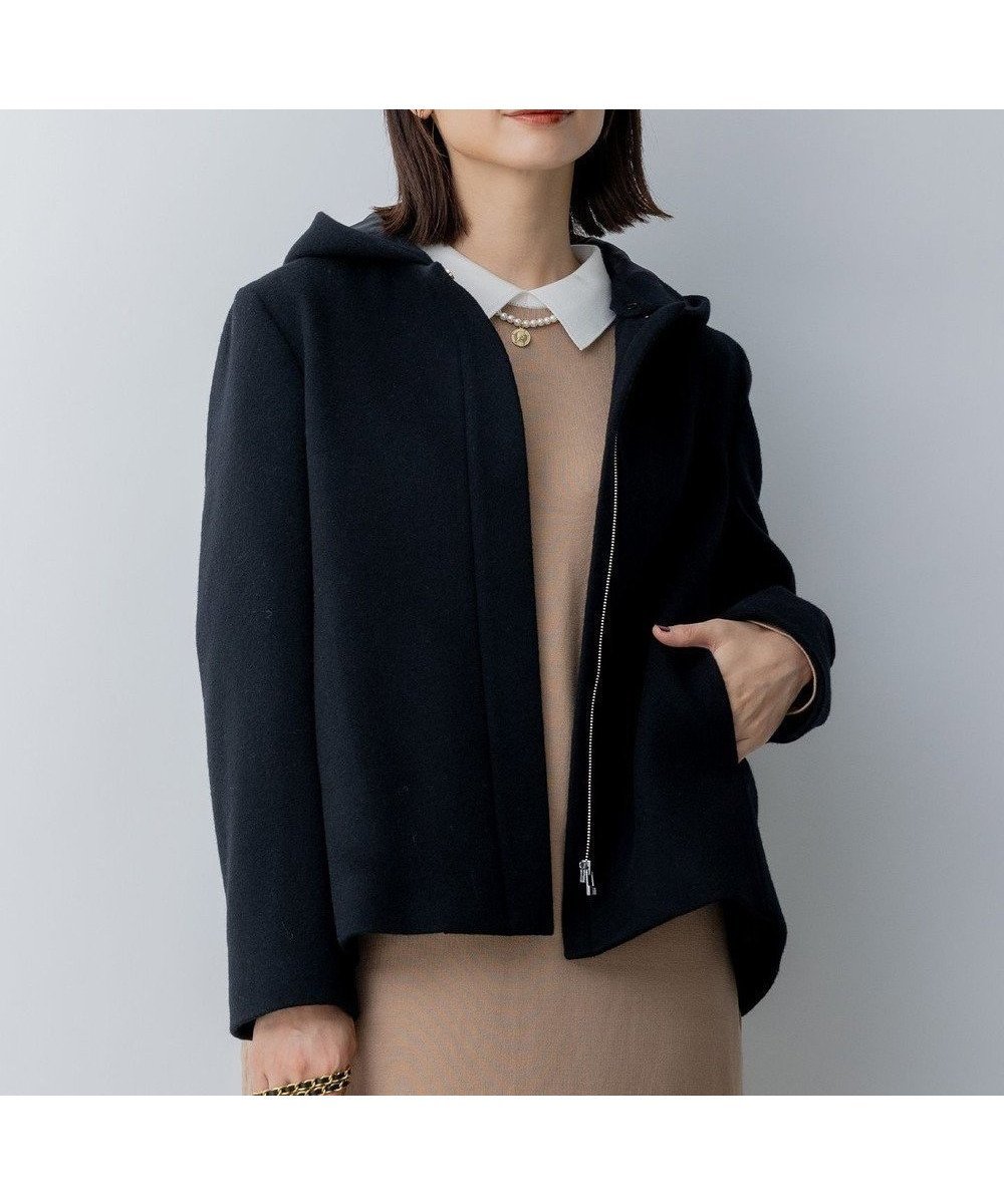 【組曲/KUMIKYOKU】の2WAYショートビーバー フーテッドコート インテリア・キッズ・メンズ・レディースファッション・服の通販 founy(ファニー) 　ファッション　Fashion　レディースファッション　Fashion for Women　アウター　Coat / Outerwear Collection　コート・ロングコート・ピーコート　Long Coats, Peacoats & More　レディースジャケット・軽アウター　Jackets　ショート　Short, Short Length　ジャケット　Jacket, Outerwear　チェック　Check, Plaid, Tartan　フェミニン　Feminine, Girly　ボトム　Bottoms, Lower Wear　モノトーン　Monotone, Black and White　無地　Plain, Solid Color　A/W・秋冬　Autumn/Winter　エレガント 上品　Elegant　ブラック系|ID: prp329100004839647 ipo3291000000035381730