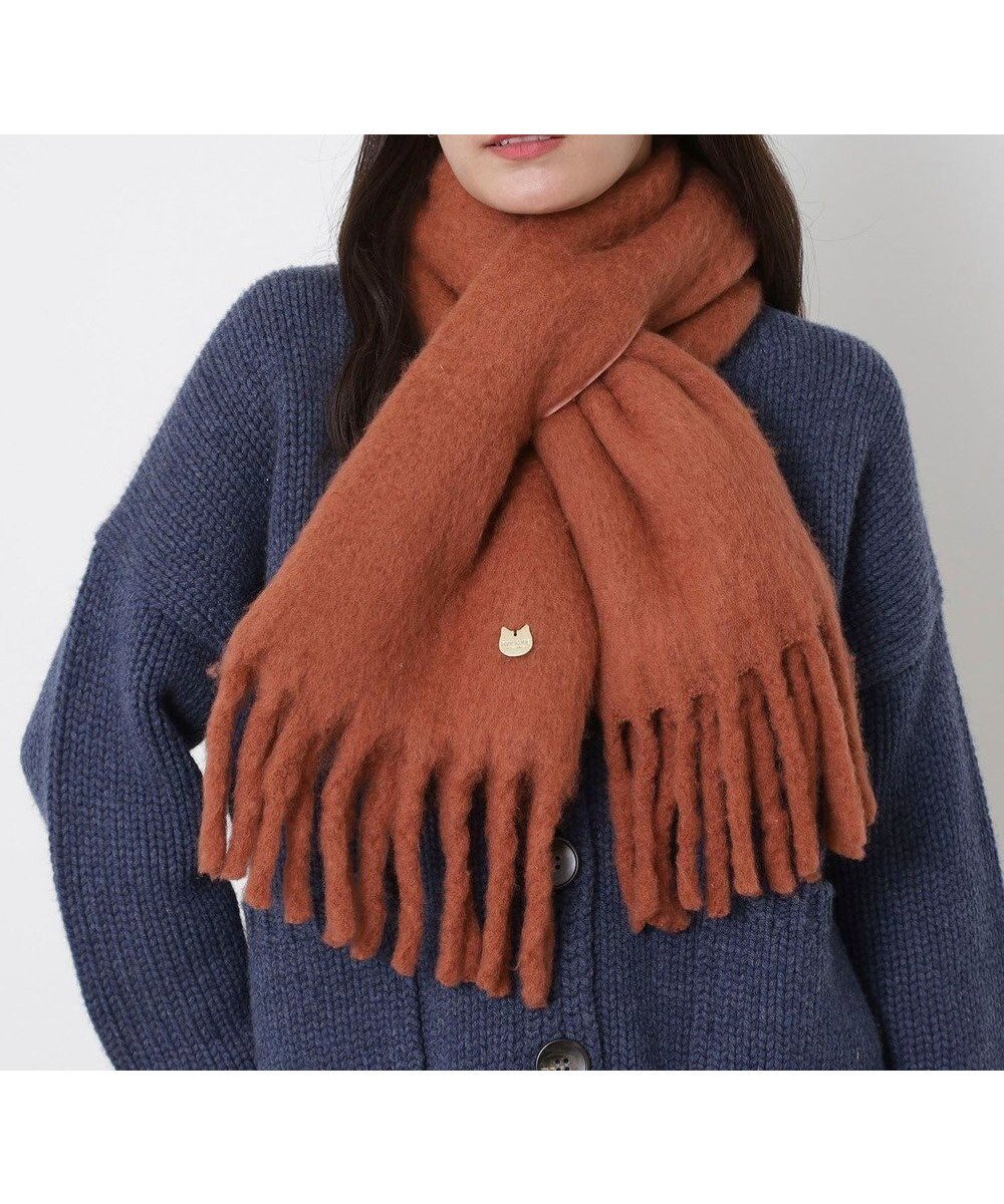 【ムーンバット/MOONBAT】のPAUL JOE ACCESSOIRES(ポール ジョー) ボリュームマフラー 無地 インテリア・キッズ・メンズ・レディースファッション・服の通販 founy(ファニー) 　ファッション　Fashion　レディースファッション　Fashion for Women　マフラー・スヌード / 冬小物の定番　Scarves & Mufflers　スヌード　Snood, Infinity Scarf　ネコ　Cat, Feline Motif　フリンジ　Fringe, Tassel　マフラー　Scarf, Muffler　メタル　Metal, Metal Parts　無地　Plain, Solid Color　A/W・秋冬　Autumn/Winter　ブラウン|ID: prp329100004839738 ipo3291000000035268571