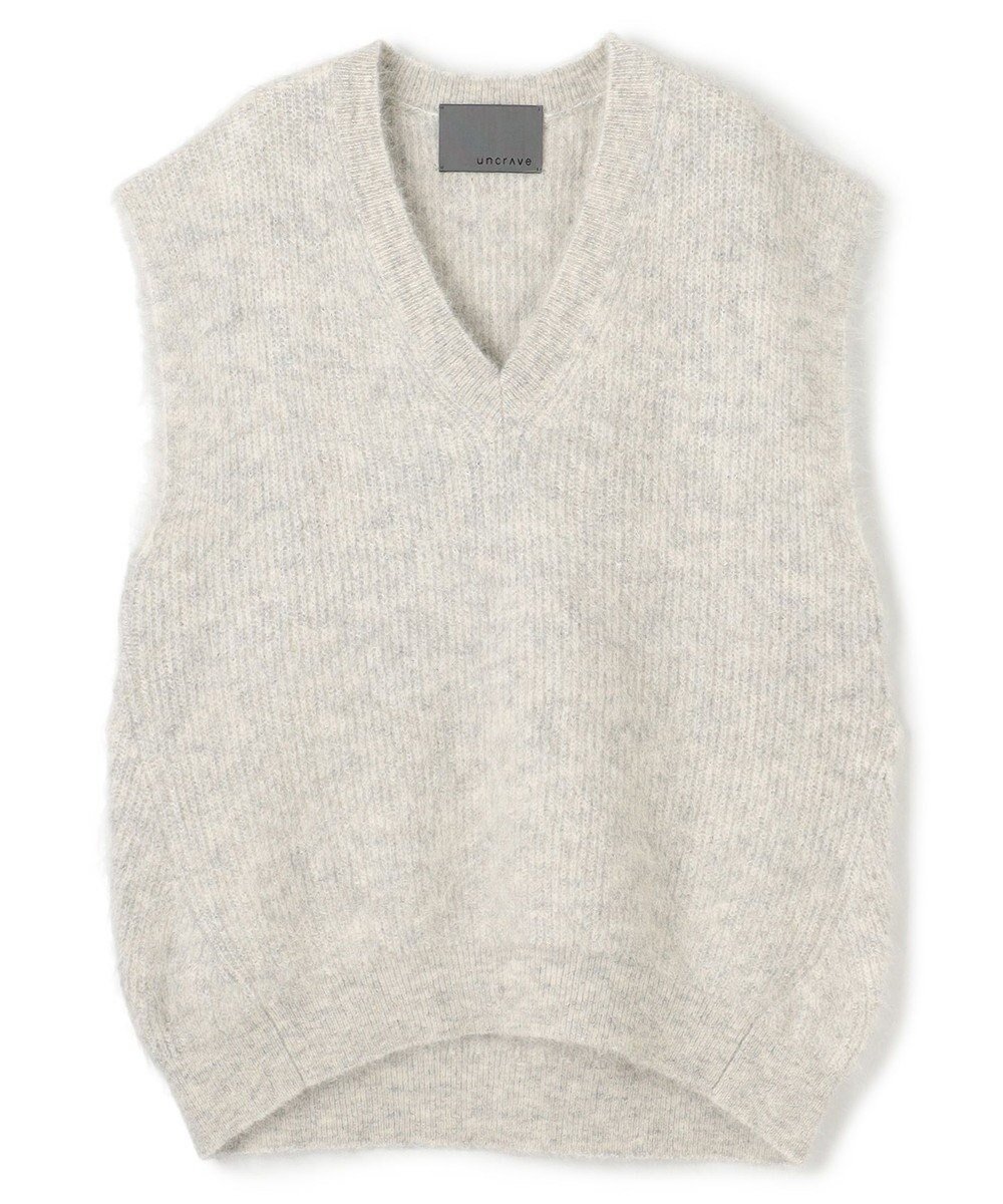 【アンクレイヴ/uncrave】のアルパカファーニット Vネックベスト インテリア・キッズ・メンズ・レディースファッション・服の通販 founy(ファニー) 　ファッション　Fashion　レディースファッション　Fashion for Women　アウター　Coat / Outerwear Collection　トップス・カットソー　Cut & Sew Tops　ニット　Knit Tops & Sweaters　ベスト&ジレ / 重ね着スタイル　Vests & Gilets　Vネックトップス　V-Neck Tops / V-Cut Neckline Shirts　インナー　Innerwear　畦　Ribbed Knit　今季　This Season, Current Season　ストレッチ　Stretch, Stretchy Fabric　スリーブ　Sleeve, Long Sleeve / Short Sleeve　セーター　Sweater, Knitwear　なめらか　Smooth, Silky Texture　フレンチ　French, French Style　ベスト　Vest, Waistcoat　半袖　Short Sleeve, Half Sleeve　A/W・秋冬　Autumn/Winter　ナチュラル|ID: prp329100004839752 ipo3291000000035268623