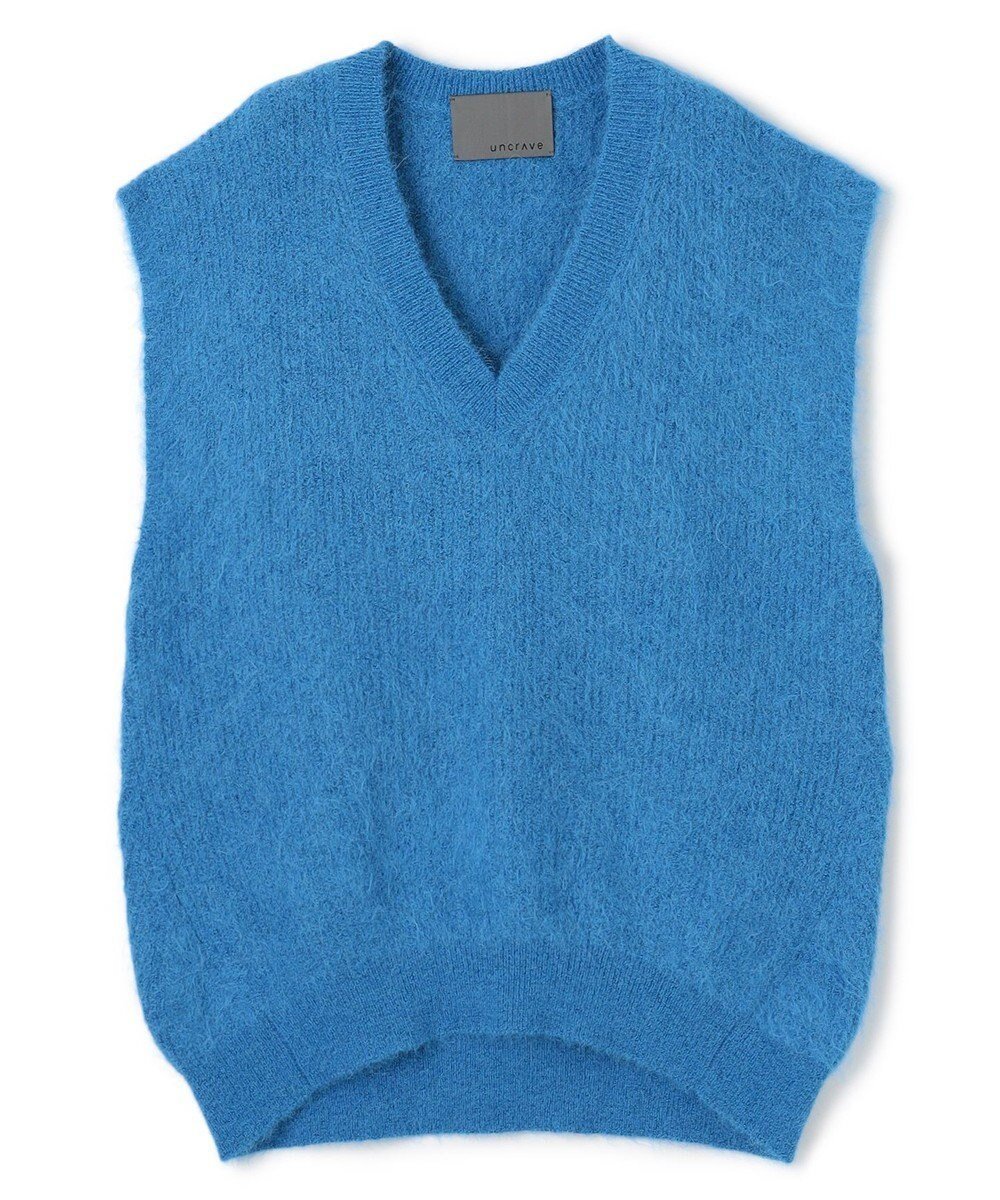【アンクレイヴ/uncrave】のアルパカファーニット Vネックベスト インテリア・キッズ・メンズ・レディースファッション・服の通販 founy(ファニー) 　ファッション　Fashion　レディースファッション　Fashion for Women　アウター　Coat / Outerwear Collection　トップス・カットソー　Cut & Sew Tops　ニット　Knit Tops & Sweaters　ベスト&ジレ / 重ね着スタイル　Vests & Gilets　Vネックトップス　V-Neck Tops / V-Cut Neckline Shirts　インナー　Innerwear　畦　Ribbed Knit　今季　This Season, Current Season　ストレッチ　Stretch, Stretchy Fabric　スリーブ　Sleeve, Long Sleeve / Short Sleeve　セーター　Sweater, Knitwear　なめらか　Smooth, Silky Texture　フレンチ　French, French Style　ベスト　Vest, Waistcoat　半袖　Short Sleeve, Half Sleeve　A/W・秋冬　Autumn/Winter　ブルー|ID: prp329100004839752 ipo3291000000035268632