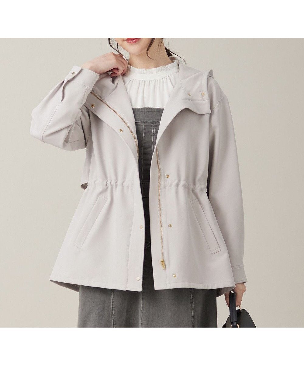 【エニィ スィス/any SiS】の【撥水・UVカット・洗える】フーデットハーフ コート インテリア・キッズ・メンズ・レディースファッション・服の通販 founy(ファニー) 　ファッション　Fashion　レディースファッション　Fashion for Women　アウター　Coat / Outerwear Collection　コート・ロングコート・ピーコート　Long Coats, Peacoats & More　レディースジャケット・軽アウター　Jackets　春　Spring　洗える　Machine Washable　ジャケット　Jacket, Outerwear　ストレッチ　Stretch, Stretchy Fabric　スピンドル　Spindle, Drawcord　ドット　Polka Dot, Dot Pattern　人気　Popular, Best Seller　ハーフ　Half, Half-Length　バランス　Balance, Style Balance　フェミニン　Feminine, Girly　フロント　Front, Front Design　ブラウジング　Blouson Silhouette, Cinched Waist　S/S・春夏　SS, Spring/Summer, Warm Season　おすすめ　Recommended / Our Picks　夏　Summer　新作・新入荷　New Arrivals / New In　ビジネス 仕事 通勤　Business / Work / Commuting　ライトグレー|ID: prp329100004839894 ipo3291000000035724065