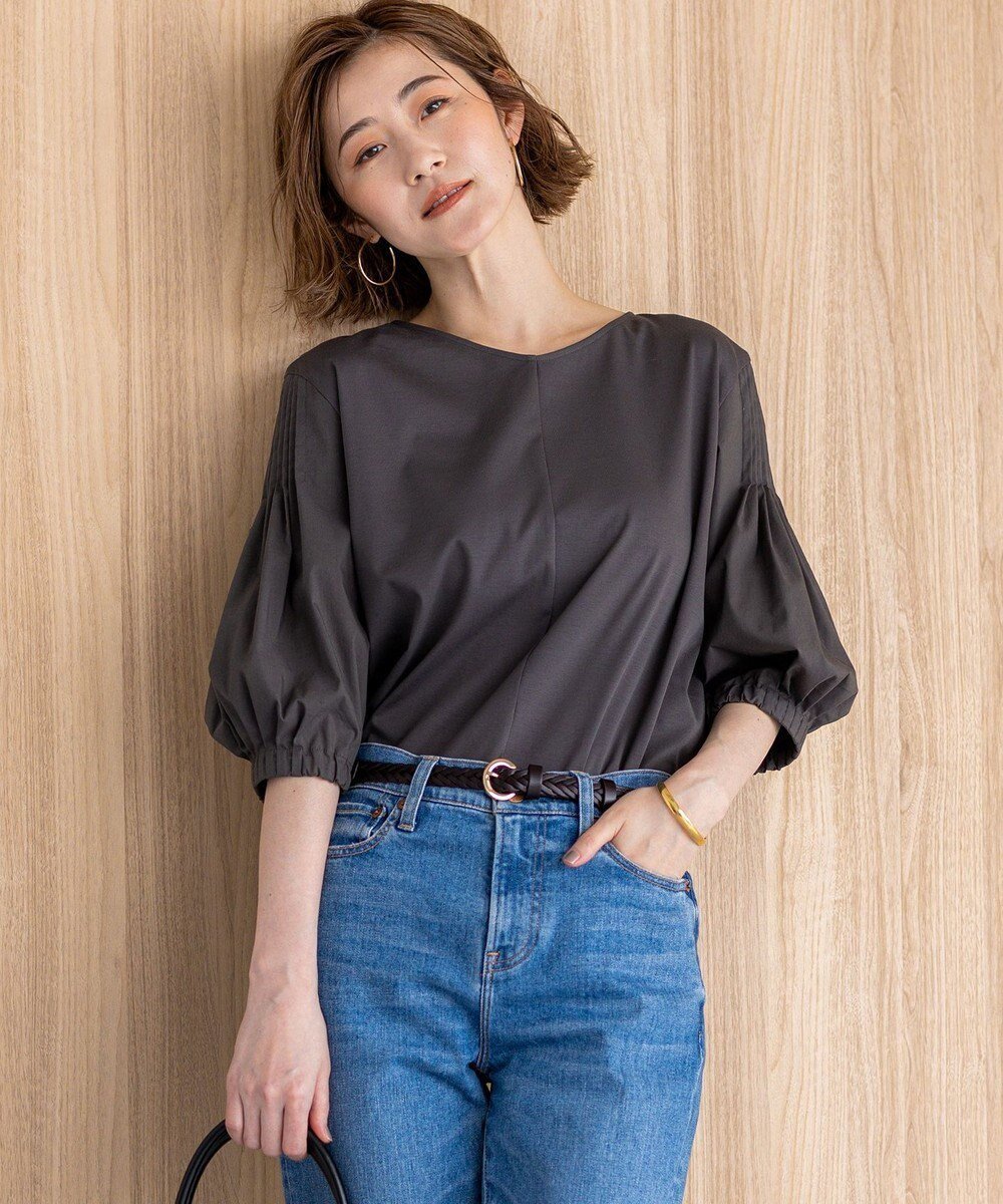 【23区/NIJYUSANKU】の【新色追加/洗える】スムースデザイン パフスリーブ カットソー インテリア・キッズ・メンズ・レディースファッション・服の通販 founy(ファニー) 　ファッション　Fashion　レディースファッション　Fashion for Women　トップス・カットソー　Cut & Sew Tops　シャツ・ブラウス・オフィスカジュアル　Elegant Blouses & Button-Ups　ロングTシャツ・Tシャツ　Longline T-Shirts & Tees　カットソー・ベーシックTシャツ　Cut-and-Sewn Tops / Stretch Tees & Basics　イエロー　Yellow　春　Spring　洗える　Machine Washable　カットソー　Cut and Sewn Top　シルケット　Silket, Silky Cotton　スリーブ　Sleeve, Long Sleeve / Short Sleeve　タフタ　Taffeta, Structured Fabric　定番　Standard, Basic Item　フォルム　Silhouette, Form　ベーシック　Basic, Essential　ボトム　Bottoms, Lower Wear　S/S・春夏　SS, Spring/Summer, Warm Season　夏　Summer　2024年　2024　2024春夏・S/S　Spring/Summer 2024 SS24　グレー系|ID: prp329100004839953 ipo3291000000036115043