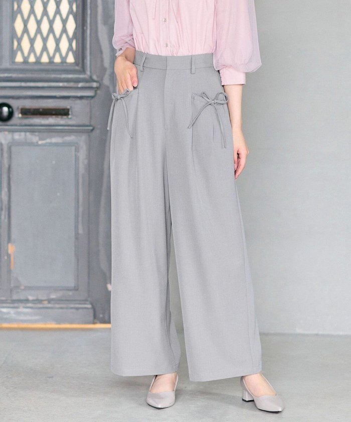 【フェルゥ/Feroux】のリボンディテール セミワイドパンツ インテリア・キッズ・メンズ・レディースファッション・服の通販 founy(ファニー) https://founy.com/ ファッション Fashion レディースファッション Fashion for Women パンツ Pants & Trousers おすすめ Recommended / Our Picks ジャケット Jacket, Outerwear フェミニン Feminine, Girly フロント Front, Front Design ベーシック Basic, Essential ポケット Pocket, Pocket Detail リブニット Rib Knit, Ribbed Knit リボン Ribbon, Bow |ID: prp329100004839961 ipo3291000000035589178