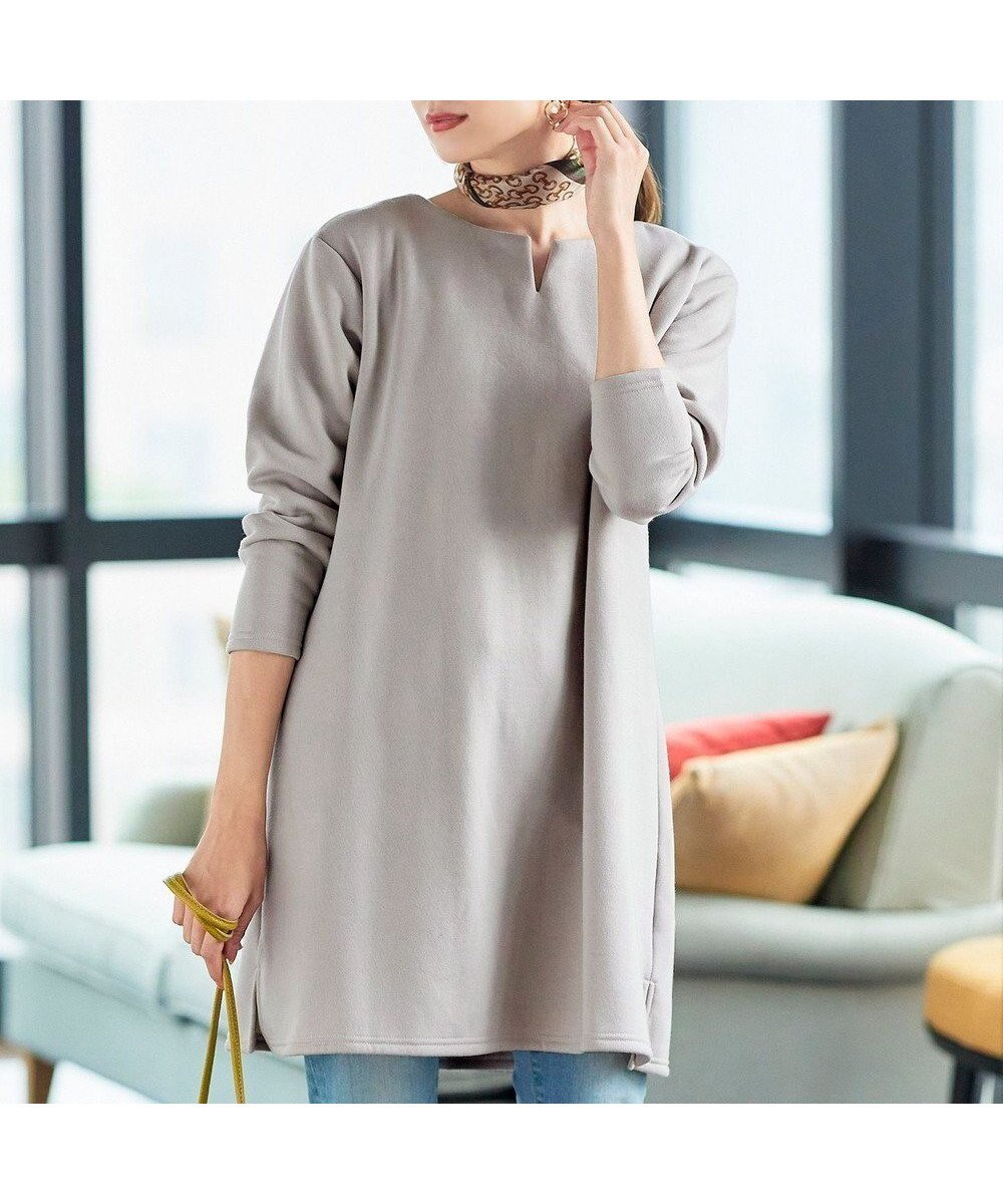 【ティアクラッセ/Tiaclasse】の【洗える】裏起毛チュニック インテリア・キッズ・メンズ・レディースファッション・服の通販 founy(ファニー) 　ファッション　Fashion　レディースファッション　Fashion for Women　トップス・カットソー　Cut & Sew Tops　レディースパーカー・カジュアルフーディー　Casual Hoodies & Sweatshirts　スウェット・クルーネックトップス　Sweatshirts & Crewnecks / Relaxed Fit Sweat Tops　ウォッシャブル　Machine Washable　スウェット / スエット　Sweatshirt, Sweatwear　チュニック　Tunic, Long Top　フレア　Flare, Flared　ボックス　Boxy, Box Shape　ポケット　Pocket, Pocket Detail　冬　Winter / This Winter　洗える　Machine Washable　A/W・秋冬　Autumn/Winter　長袖　Long Sleeve, Full Sleeve　グレージュ|ID: prp329100004839962 ipo3291000000036311584