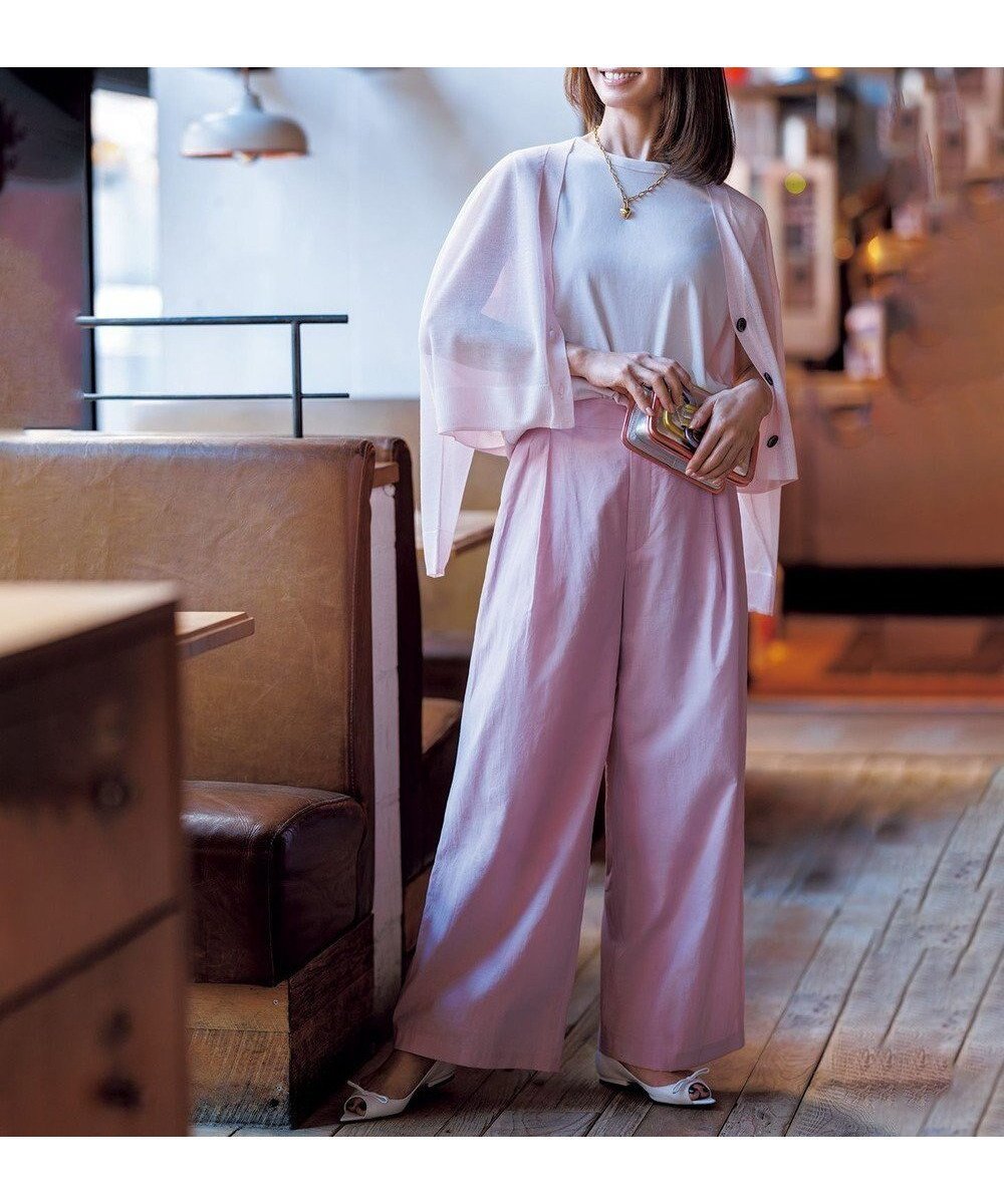 【アンフィーロ 自由区/UNFILO】のシアーワイドパンツ インテリア・キッズ・メンズ・レディースファッション・服の通販 founy(ファニー) 　ファッション　Fashion　レディースファッション　Fashion for Women　パンツ　Pants & Trousers　おすすめ　Recommended / Our Picks　ジャケット　Jacket, Outerwear　トレンド　Trend, Trending Now　マニッシュ　Mannish, Boyish　ワイド　Wide, Wide Fit　夏　Summer　春　Spring　S/S・春夏　SS, Spring/Summer, Warm Season　ピンク|ID: prp329100004839973 ipo3291000000035891572