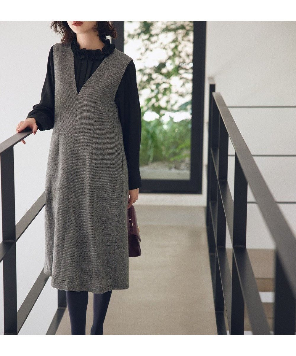 【組曲/KUMIKYOKU】のシックツイードジャンパー ワンピース 人気、トレンドファッション・服の通販 founy(ファニー) 　ファッション　Fashion　レディースファッション　Fashion for Women　スカート　Skirts　インナー　Innerwear　ジャケット　Jacket, Outerwear　スリット　Slit, Slit Detail　セットアップ　Set-Up, Coordinated Outfit　ツイル　Twist, Twisted Detail　ツイード　Twill, Twill Weave　ポケット　Pocket, Pocket Detail　モノトーン　Monotone, Black and White　ロング　Long, Long-Length　A/W・秋冬　Autumn/Winter　おすすめ　Recommended / Our Picks　エレガント 上品　Elegant　 other-1|ID: prp329100004839990 ipo3291000000035525126