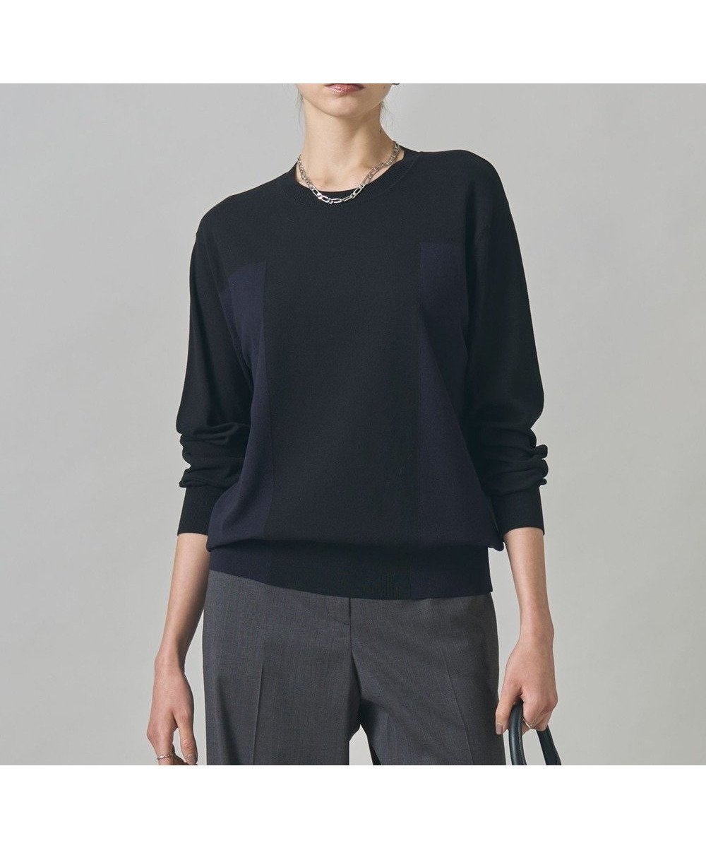 【アイシービー/iCB】の【洗える】マットヴィスコースポリエステル ブロッキングニット インテリア・キッズ・メンズ・レディースファッション・服の通販 founy(ファニー) 　ファッション　Fashion　レディースファッション　Fashion for Women　トップス・カットソー　Cut & Sew Tops　ニット　Knit Tops & Sweaters　インナー　Innerwear　春　Spring　洗える　Machine Washable　コンパクト　Compact, Small Size　シンプル　Simple, Minimal　ジャケット　Jacket, Outerwear　ストレッチ　Stretch, Stretchy Fabric　セーター　Sweater, Knitwear　ブロッキング　Color Blocking, Panel Design　羽織　Haori, Light Jacket　リラックス　Relax, Relaxed Fit　A/W・秋冬　Autumn/Winter　ビジネス 仕事 通勤　Business / Work / Commuting　2025年　2025　2025-2026秋冬・A/W　Autumn/Winter 2025–26 AW25–26　ブラック×ネイビー系|ID: prp329100004840062 ipo3291000000035491061