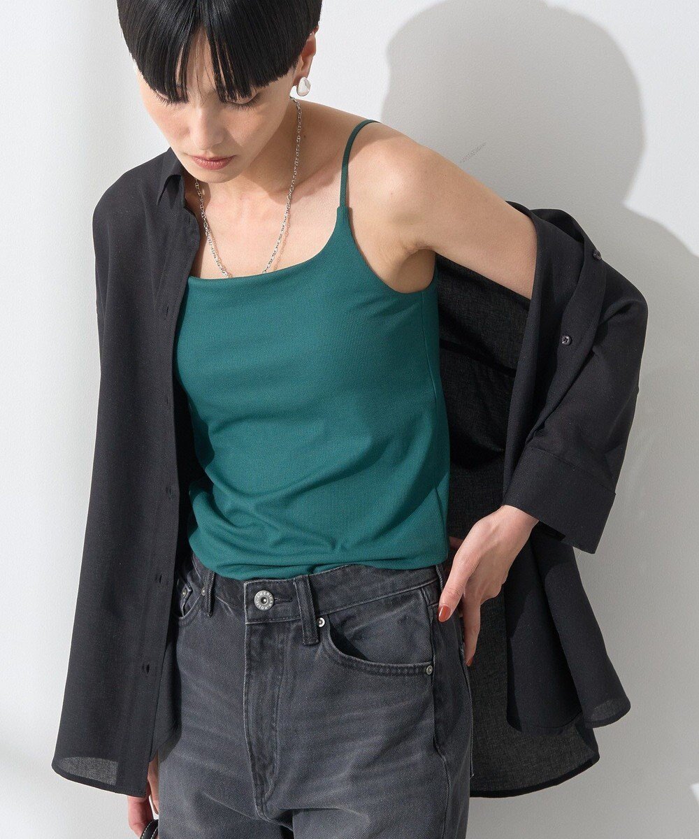 【アメリカンホリック/AMERICAN HOLIC】の【カップ付き】細リブキャミソール インテリア・キッズ・メンズ・レディースファッション・服の通販 founy(ファニー) 　ファッション　Fashion　レディースファッション　Fashion for Women　トップス・カットソー　Cut & Sew Tops　キャミソール&ノースリーブ　Camisoles & Sleeveless Tops　おすすめ　Recommended / Our Picks　インナー　Innerwear　キャミソール　Camisole, Spaghetti Strap Top　コンパクト　Compact, Small Size　スクエア　Square, Square Shape　スマート　Smart, Elegant　フィット　Fit, Slim Fit　ポケット　Pocket, Pocket Detail　夏　Summer　春　Spring　S/S・春夏　SS, Spring/Summer, Warm Season　Green|ID: prp329100004840109 ipo3291000000035270040