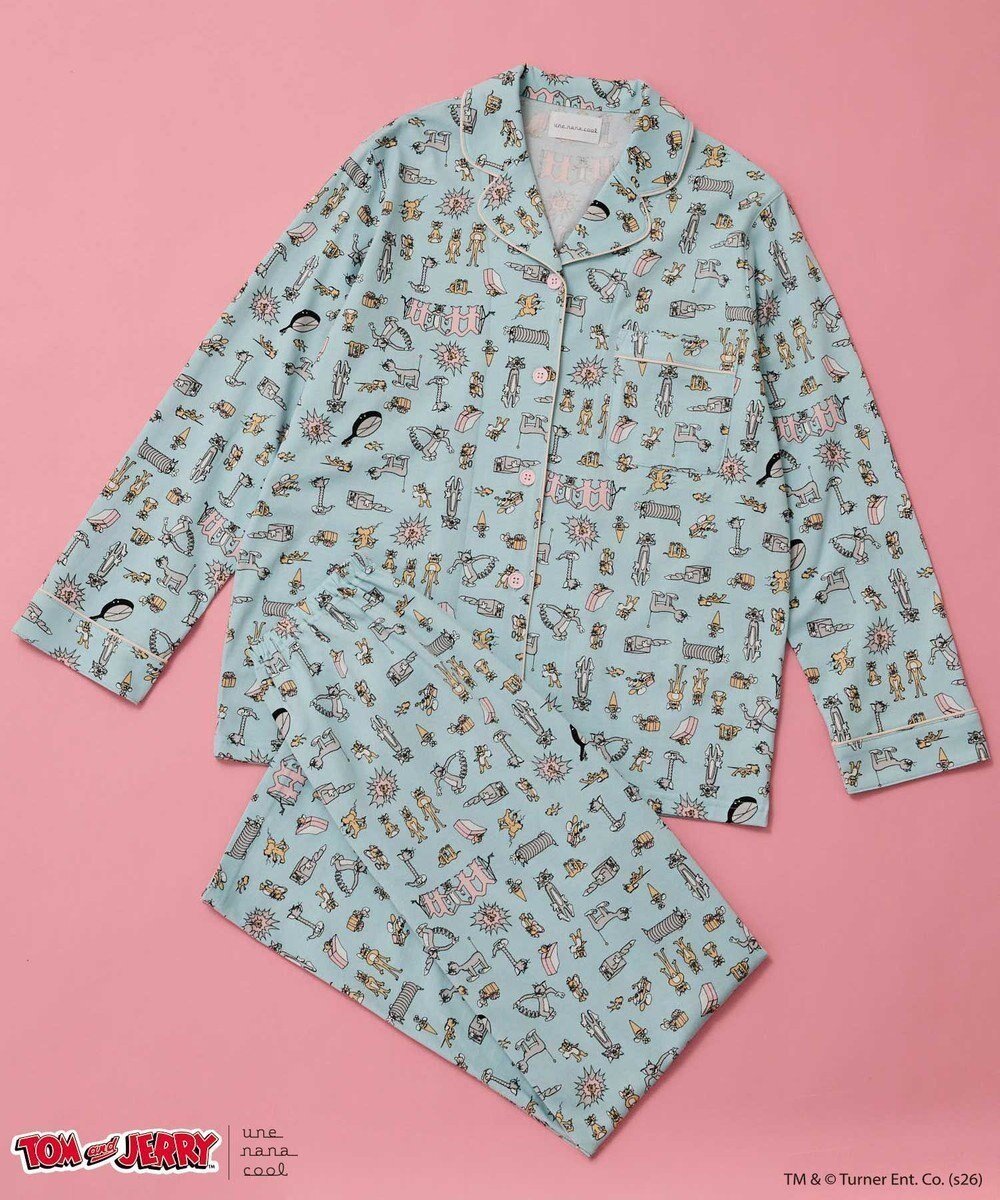 【ウンナナクール/une nana cool】のトムとジェリー × une nana cool【綿100%】長袖開襟パジャマ インテリア・キッズ・メンズ・レディースファッション・服の通販 founy(ファニー) 　ファッション　Fashion　レディースファッション　Fashion for Women　トップス・カットソー　Cut & Sew Tops　おすすめ　Recommended / Our Picks　コラボ　Collaboration, Collab　パジャマ　Pajamas, Sleepwear　ボトム　Bottoms, Lower Wear　ポケット　Pocket, Pocket Detail　モチーフ　Motif, Design Theme　リラックス　Relax, Relaxed Fit　長袖　Long Sleeve, Full Sleeve　サックス|ID: prp329100004840190 ipo3291000000035270337