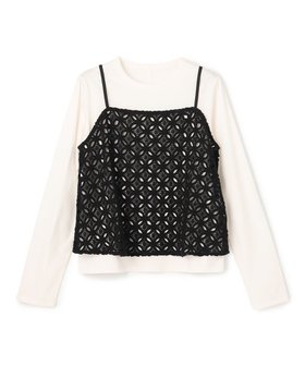 【アンフィーロ 自由区/UNFILO】 【2点セット】ラッセルレース キャミレイヤード Tシャツ人気、トレンドファッション・服の通販 founy(ファニー) ファッション Fashion レディースファッション Fashion for Women トップス・カットソー Cut & Sew Tops キャミソール&ノースリーブ Camisoles & Sleeveless Tops シャツ・ブラウス・オフィスカジュアル Elegant Blouses & Button-Ups ロングTシャツ・Tシャツ Longline T-Shirts & Tees カットソー・ベーシックTシャツ Cut-and-Sewn Tops / Stretch Tees & Basics インナー Innerwear 春 Spring かぎ針 Crochet カットソー Cut and Sewn Top キャミソール Camisole, Spaghetti Strap Top クロップド Cropped, Short Length シアー Sheer, See-Through ストレッチ Stretch, Stretchy Fabric トレンド Trend, Trending Now フィット Fit, Slim Fit ラッセル Raschel, Raschel Lace レーシー Lacy, Lace-Like レース Lace, Lace Fabric S/S・春夏 SS, Spring/Summer, Warm Season 夏 Summer |ID:prp329100004840194