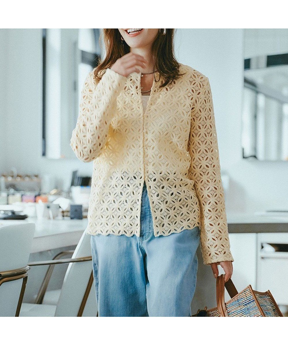 【アンフィーロ 自由区/UNFILO】の【前後着用可能】ラッセルレース 2WAYプルオーバー インテリア・キッズ・メンズ・レディースファッション・服の通販 founy(ファニー) ファッション Fashion レディースファッション Fashion for Women トップス・カットソー Cut & Sew Tops カーディガン・羽織り Layered Style Cardigans カジュアルプルオーバー・ニットトップス Pullovers & Knit Tops / Casual Pullovers 春 Spring かぎ針 Crochet カーディガン Cardigan, Knitwear ストレッチ Stretch, Stretchy Fabric スリット Slit, Slit Detail デニム Denim, Jeans Material トレンド Trend, Trending Now ボトム Bottoms, Lower Wear ラッセル Raschel, Raschel Lace レース Lace, Lace Fabric S/S・春夏 SS, Spring/Summer, Warm Season 夏 Summer イエロー|ID: prp329100004840195 ipo3291000000035636760