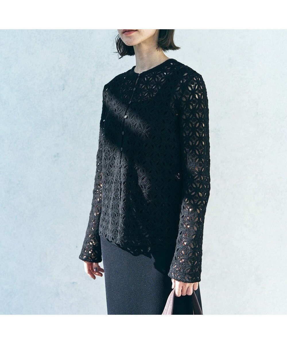 【アンフィーロ 自由区/UNFILO】の【前後着用可能】ラッセルレース 2WAYプルオーバー インテリア・キッズ・メンズ・レディースファッション・服の通販 founy(ファニー) ファッション Fashion レディースファッション Fashion for Women トップス・カットソー Cut & Sew Tops カーディガン・羽織り Layered Style Cardigans カジュアルプルオーバー・ニットトップス Pullovers & Knit Tops / Casual Pullovers 春 Spring かぎ針 Crochet カーディガン Cardigan, Knitwear ストレッチ Stretch, Stretchy Fabric スリット Slit, Slit Detail デニム Denim, Jeans Material トレンド Trend, Trending Now ボトム Bottoms, Lower Wear ラッセル Raschel, Raschel Lace レース Lace, Lace Fabric S/S・春夏 SS, Spring/Summer, Warm Season 夏 Summer ブラック|ID: prp329100004840195 ipo3291000000035859497
