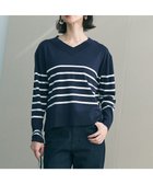 【アンフィーロ 自由区/UNFILO】のマイビューティニット Vネック ネイビーボーダー|ID: prp329100004840199 ipo3291000000036378886