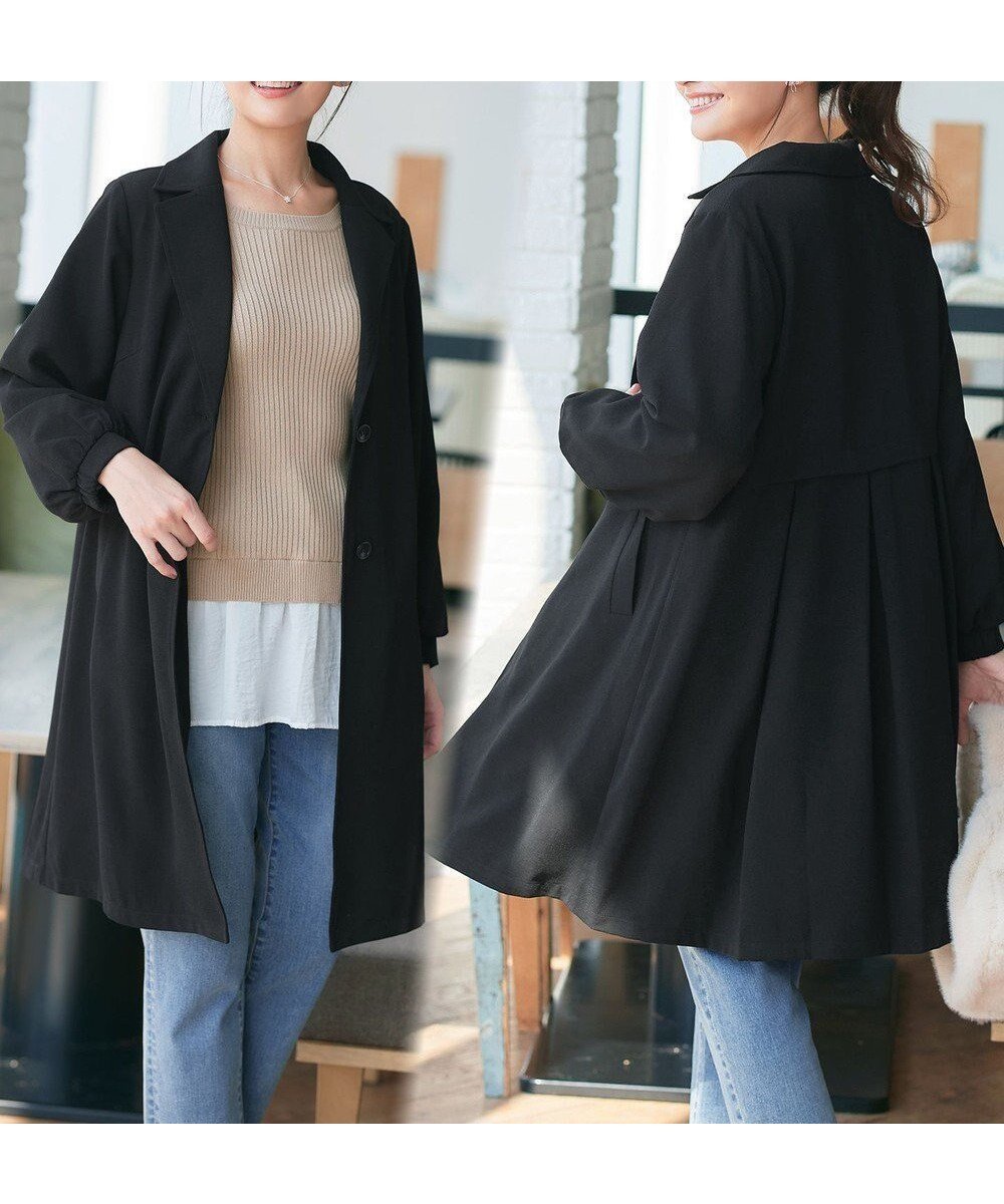 【ティアクラッセ/Tiaclasse】のバックプリーツパフスリーブコート インテリア・キッズ・メンズ・レディースファッション・服の通販 founy(ファニー) 　ファッション　Fashion　レディースファッション　Fashion for Women　アウター　Coat / Outerwear Collection　コート・ロングコート・ピーコート　Long Coats, Peacoats & More　レディースジャケット・軽アウター　Jackets　トレンチコート / 春秋の定番アウター　Trench Coats　アクセサリー　Fashion Accessories　インナー　Innerwear　春　Spring　洗える　Machine Washable　秋　Autumn　シューズ　Shoes, Footwear　ジャケット　Jacket, Outerwear　スリーブ　Sleeve, Long Sleeve / Short Sleeve　とろみ　Fluid, Flowy Fabric　テーラード　Tailored, Tailored Fit　トレンチ　Trench, Trench Coat　フェミニン　Feminine, Girly　フレア　Flare, Flared　プリーツ　Pleats, Pleated　ポケット　Pocket, Pocket Detail　ロング　Long, Long-Length　冬　Winter / This Winter　A/W・秋冬　Autumn/Winter　再入荷　Restock / Back in Stock　エレガント 上品　Elegant　新作・新入荷　New Arrivals / New In　ビジネス 仕事 通勤　Business / Work / Commuting　ブラック|ID: prp329100004840239 ipo3291000000035771311