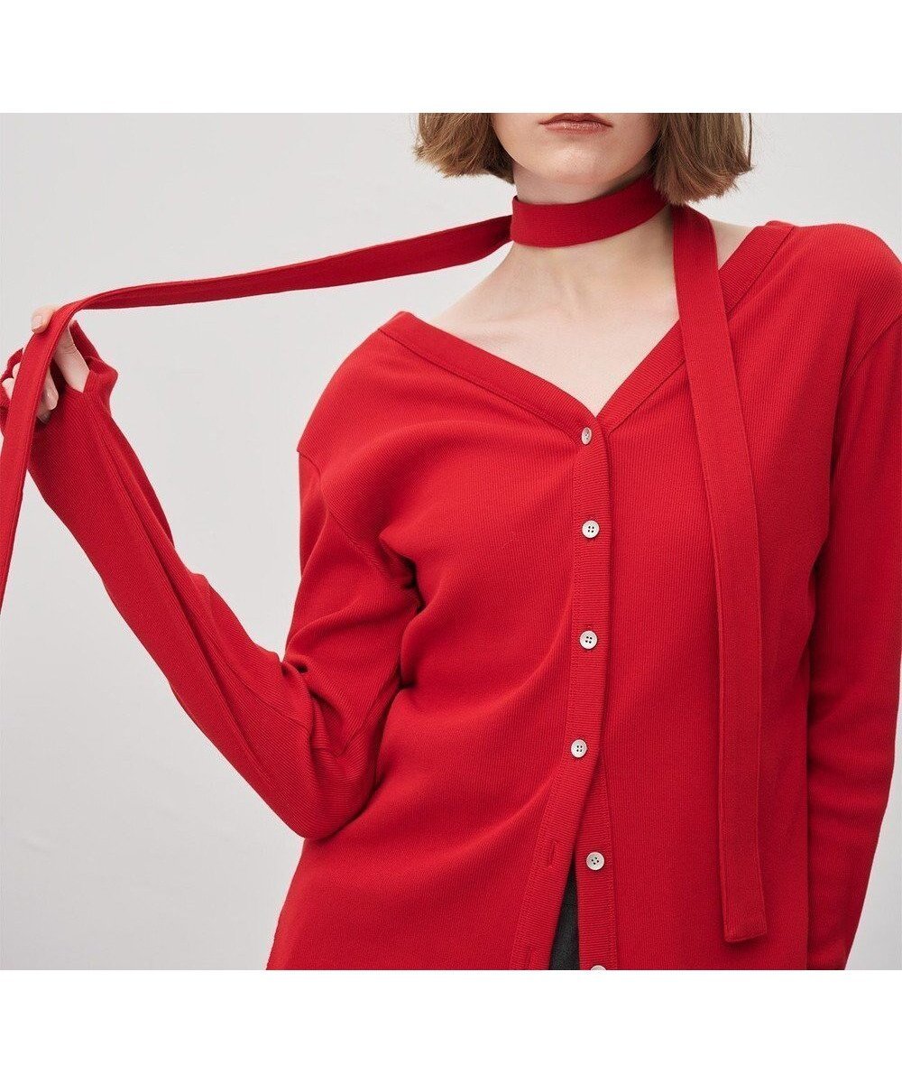 【アンクレイヴ/uncrave】のヴィンテージリブ 2WAYトップス インテリア・キッズ・メンズ・レディースファッション・服の通販 founy(ファニー) ファッション Fashion レディースファッション Fashion for Women トップス・カットソー Cut & Sew Tops シャツ・ブラウス・オフィスカジュアル Elegant Blouses & Button-Ups ロングTシャツ・Tシャツ Longline T-Shirts & Tees カットソー・ベーシックTシャツ Cut-and-Sewn Tops / Stretch Tees & Basics カットソー Cut and Sewn Top カーディガン Cardigan, Knitwear ストレッチ Stretch, Stretchy Fabric スリット Slit, Slit Detail テレコ Ribbed, Rib Stitch 長袖 Long Sleeve, Full Sleeve フィット Fit, Slim Fit A/W・秋冬 Autumn/Winter エレガント 上品 Elegant レッド|ID: prp329100004840294 ipo3291000000035270705