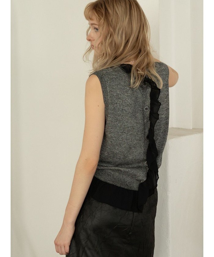 【テチチ/Te chichi】のシフォンフリルニットベスト インテリア・キッズ・メンズ・レディースファッション・服の通販 founy(ファニー) https://founy.com/ ファッション Fashion レディースファッション Fashion for Women アウター Coat / Outerwear Collection トップス・カットソー Cut & Sew Tops ニット Knit Tops & Sweaters ベスト&ジレ / 重ね着スタイル Vests & Gilets おすすめ Recommended / Our Picks アシンメトリー Asymmetrical Style シフォン Chiffon, Lightweight Fabric シンプル Simple, Minimal セーター Sweater, Knitwear トレンド Trend, Trending Now フリル Frill, Ruffle ベスト Vest, Waistcoat ベーシック Basic, Essential 夏 Summer S/S・春夏 SS, Spring/Summer, Warm Season A/W・秋冬 Autumn/Winter |ID: prp329100004840310 ipo3291000000036205625