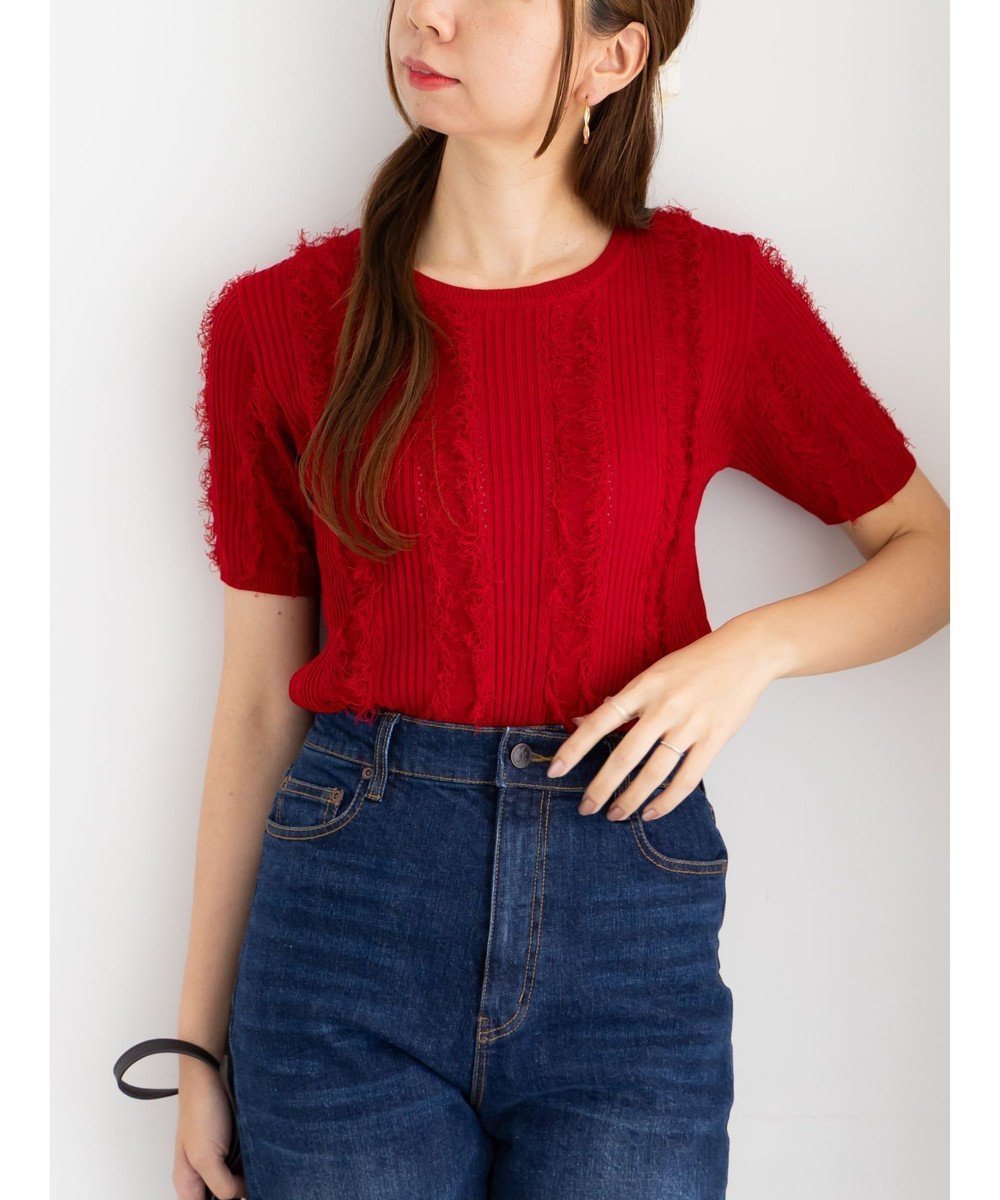 【テチチ/Te chichi】のフリンジニットハーフスリーブトップス 人気、トレンドファッション・服の通販 founy(ファニー) 　ファッション　Fashion　レディースファッション　Fashion for Women　トップス・カットソー　Cut & Sew Tops　ニット　Knit Tops & Sweaters　シンプル　Simple, Minimal　スリーブ　Sleeve, Long Sleeve / Short Sleeve　セーター　Sweater, Knitwear　ハーフ　Half, Half-Length　フリンジ　Fringe, Tassel　夏　Summer　S/S・春夏　SS, Spring/Summer, Warm Season　A/W・秋冬　Autumn/Winter　 other-1|ID: prp329100004840313 ipo3291000000036205714