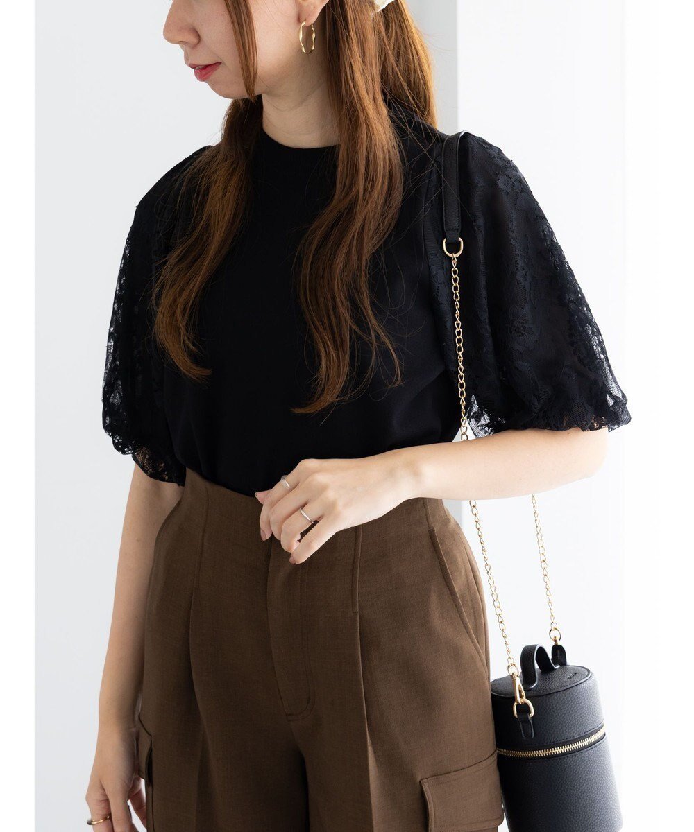 【テチチ/Te chichi】のレースバルーンスリーブニット インテリア・キッズ・メンズ・レディースファッション・服の通販 founy(ファニー) 　ファッション　Fashion　レディースファッション　Fashion for Women　トップス・カットソー　Cut & Sew Tops　ニット　Knit Tops & Sweaters　おすすめ　Recommended / Our Picks　スリーブ　Sleeve, Long Sleeve / Short Sleeve　セーター　Sweater, Knitwear　トレンド　Trend, Trending Now　バルーン　Balloon, Balloon Silhouette　フィット　Fit, Slim Fit　レース　Lace, Lace Fabric　夏　Summer　S/S・春夏　SS, Spring/Summer, Warm Season　A/W・秋冬　Autumn/Winter　ブラック|ID: prp329100004840316 ipo3291000000036205784