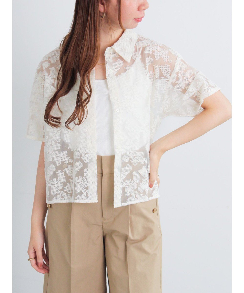 【テチチ/Te chichi】のオーガンジー刺繍ハーフスリーブシャツ 人気、トレンドファッション・服の通販 founy(ファニー) 　ファッション　Fashion　レディースファッション　Fashion for Women　トップス・カットソー　Cut & Sew Tops　シャツ・ブラウス・オフィスカジュアル　Elegant Blouses & Button-Ups　オーガンジー　Organza Fabric　レース　Lace, Lace Fabric　夏　Summer　S/S・春夏　SS, Spring/Summer, Warm Season　A/W・秋冬　Autumn/Winter　 other-1|ID: prp329100004840319 ipo3291000000036205837