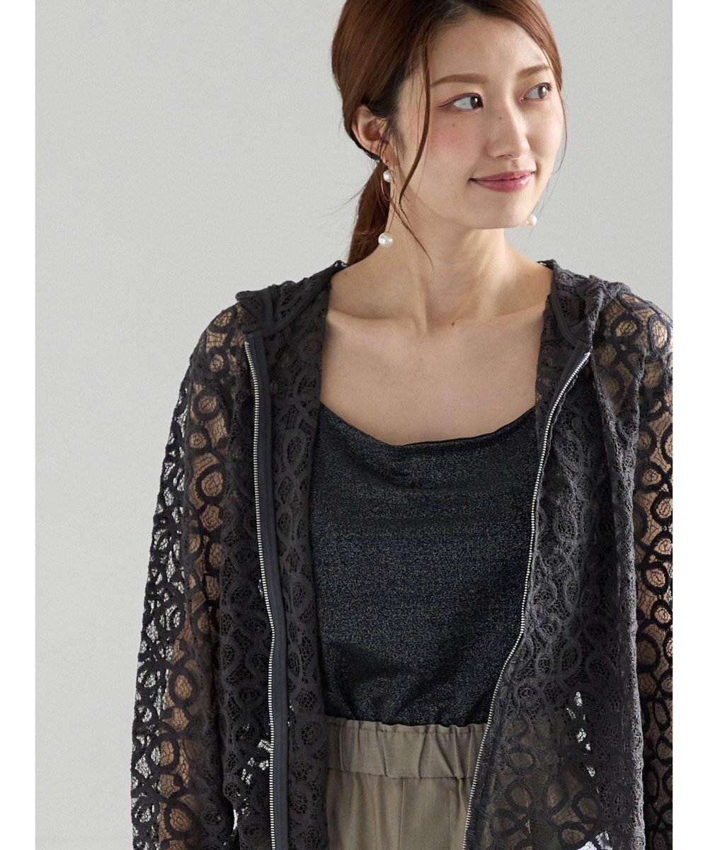 【テチチ/Te chichi】のレースジップアップフーディー インテリア・キッズ・メンズ・レディースファッション・服の通販 founy(ファニー) 　ファッション　Fashion　レディースファッション　Fashion for Women　トップス・カットソー　Cut & Sew Tops　シャツ・ブラウス・オフィスカジュアル　Elegant Blouses & Button-Ups　レース　Lace, Lace Fabric　エレガント 上品　Elegant　夏　Summer　S/S・春夏　SS, Spring/Summer, Warm Season　A/W・秋冬　Autumn/Winter　チャコールグレー|ID: prp329100004840320 ipo3291000000036205860