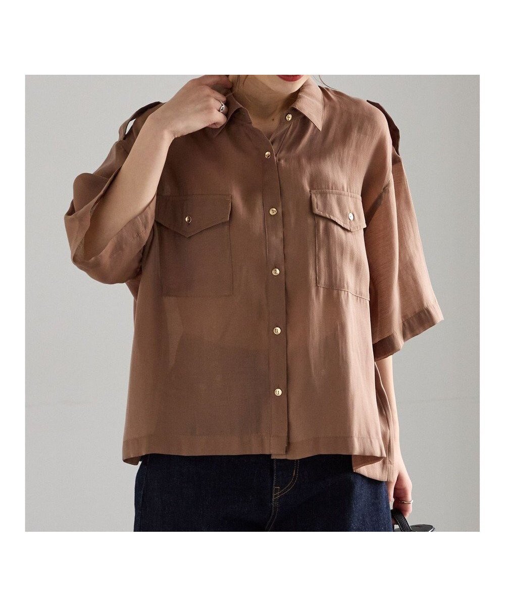 【テチチ/Te chichi】のシアー半袖Wポケットシャツ インテリア・キッズ・メンズ・レディースファッション・服の通販 founy(ファニー) 　ファッション　Fashion　レディースファッション　Fashion for Women　トップス・カットソー　Cut & Sew Tops　シャツ・ブラウス・オフィスカジュアル　Elegant Blouses & Button-Ups　インナー　Innerwear　シアー　Sheer, See-Through　フォルム　Silhouette, Form　ポケット　Pocket, Pocket Detail　ワーク　Workwear, Utility Style　半袖　Short Sleeve, Half Sleeve　夏　Summer　S/S・春夏　SS, Spring/Summer, Warm Season　A/W・秋冬　Autumn/Winter　モカ|ID: prp329100004840326 ipo3291000000036206019