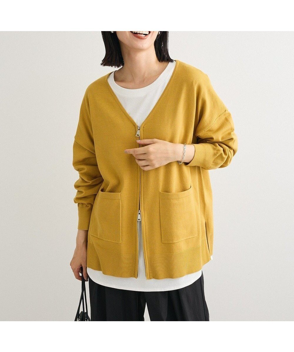 【グリーンパークス/Green Parks】のアンチピリングゆるzipカーディガン インテリア・キッズ・メンズ・レディースファッション・服の通販 founy(ファニー) 　ファッション　Fashion　レディースファッション　Fashion for Women　トップス・カットソー　Cut & Sew Tops　カーディガン・羽織り　Layered Style Cardigans　インナー　Innerwear　カーディガン　Cardigan, Knitwear　シンプル　Simple, Minimal　ジップ　Zip, Zipper　ポケット　Pocket, Pocket Detail　ロング　Long, Long-Length　エレガント 上品　Elegant　A/W・秋冬　Autumn/Winter　Lime Green|ID: prp329100004840352 ipo3291000000036178212