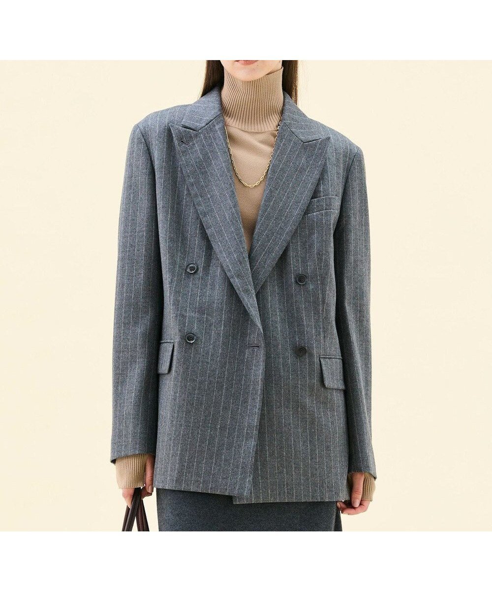 【ベイジ,/BEIGE,】のDELAND / ウールピンストライプダブルジャケット インテリア・キッズ・メンズ・レディースファッション・服の通販 founy(ファニー) 　ファッション　Fashion　レディースファッション　Fashion for Women　アウター　Coat / Outerwear Collection　レディースジャケット・軽アウター　Jackets　おすすめ　Recommended / Our Picks　クラシカル　Classical, Vintage-Inspired　ジャケット　Jacket, Outerwear　ストライプ　Stripe, Striped Pattern　セットアップ　Set-Up, Coordinated Outfit　ダウン　Down, Puffer　ダブル　Double, Double-Breasted　デニム　Denim, Jeans Material　リラックス　Relax, Relaxed Fit　エレガント 上品　Elegant　Gray St.|ID: prp329100004840363 ipo3291000000035803533