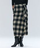 【ベイジ,/BEIGE,】のHOBBS / フェイクレザーポケットウールチェックラップスカート L.Khaki × Black|ID: prp329100004840367 ipo3291000000035803688